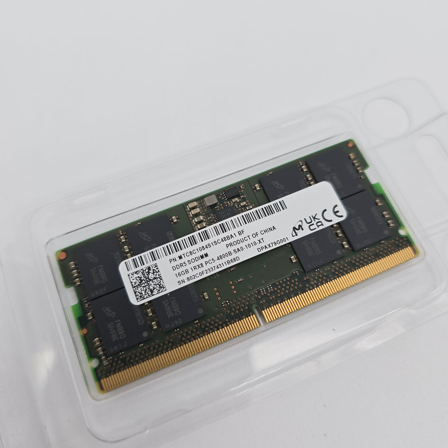 16GB DDR5 SODIMM Laptop RAM Module, 4800MHz Micron