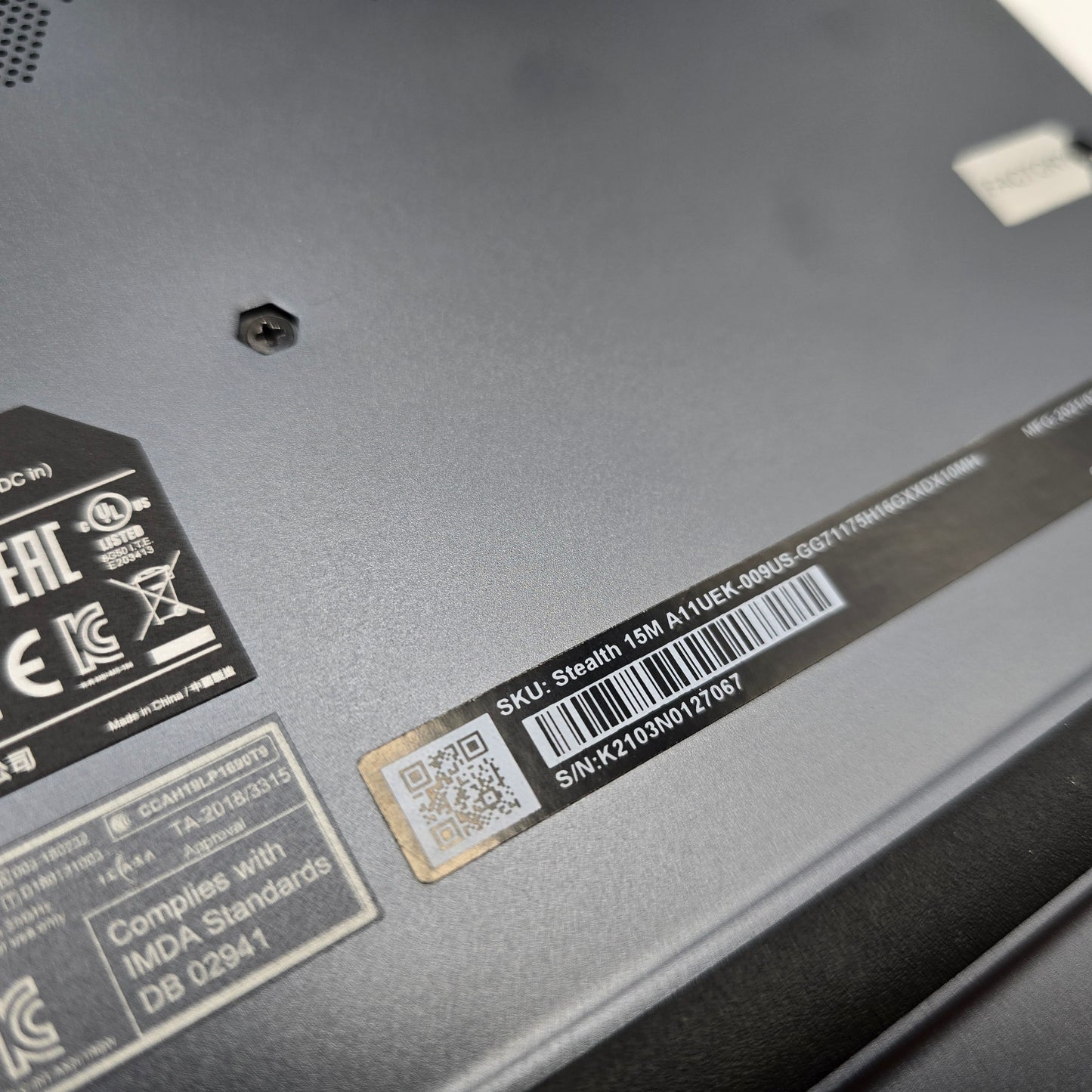 MSI Stealth 15M *FOR PARTS/AS-IS*, RTX 3060, Intel i7-11375H, 16GB, Gaming Laptop