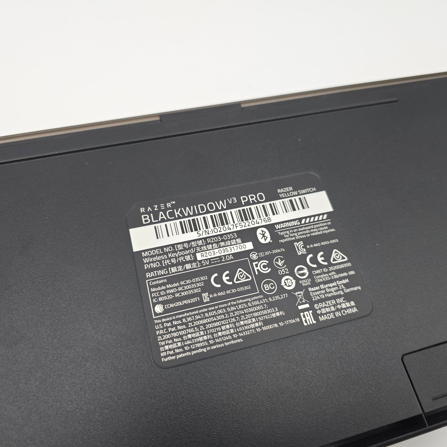 Razer Blackwidow Pro V3 Wireless Mechanical Gaming Keyboard RGB, Yellow Switches