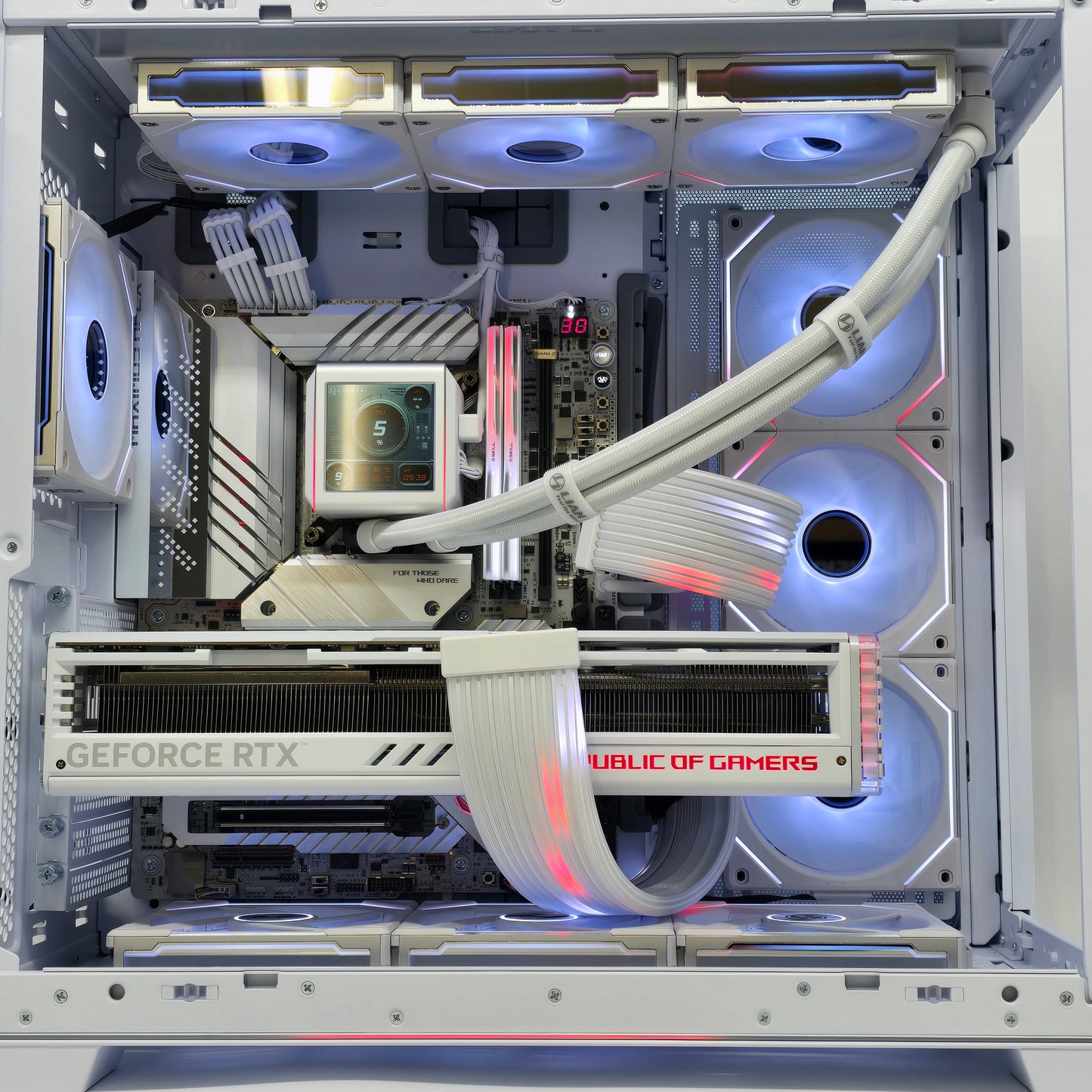 RTX 4090 STRIX, Intel i9-14900KS, 48GB 8200MHz DDR5, MAXIMUS APEX Z790 Custom White Gaming PC