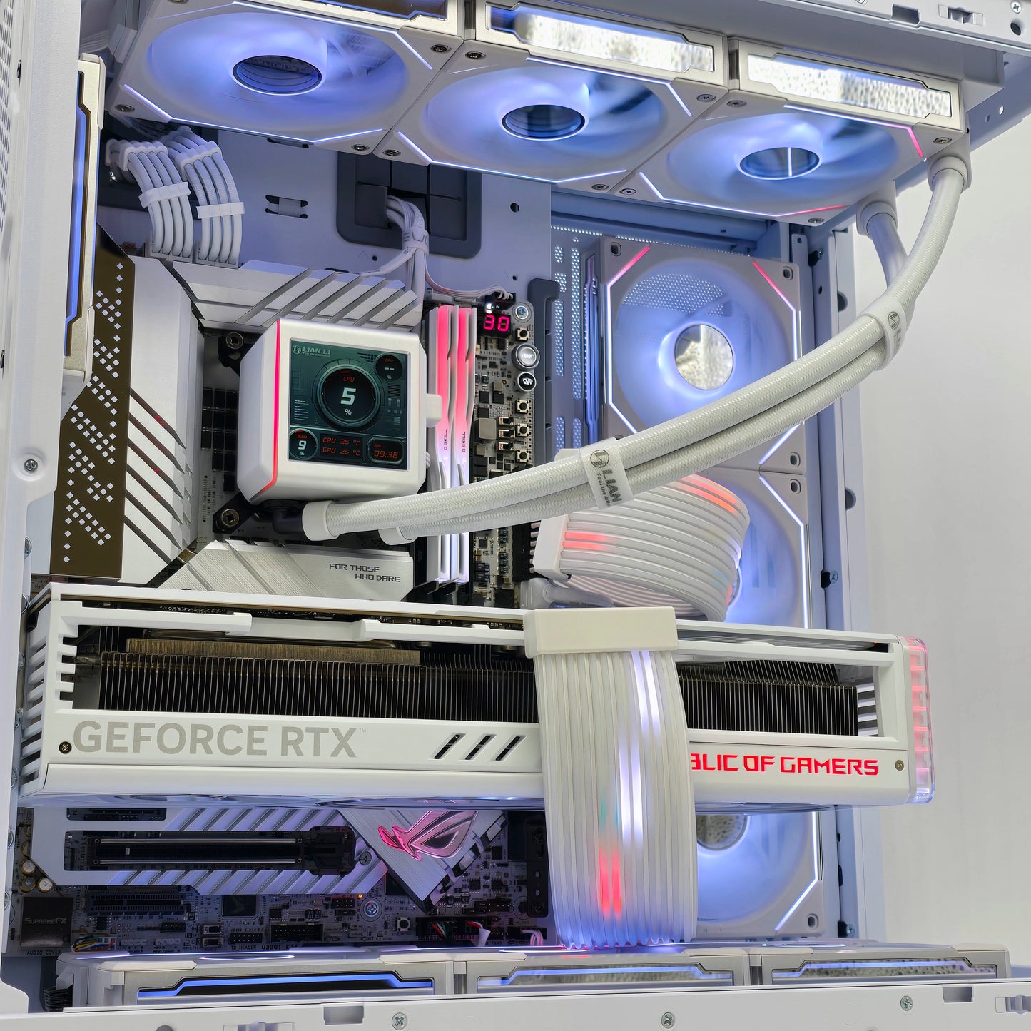 RTX 4090 STRIX, Intel i9-14900KS, 48GB 8200MHz DDR5, MAXIMUS APEX Z790 Custom White Gaming PC