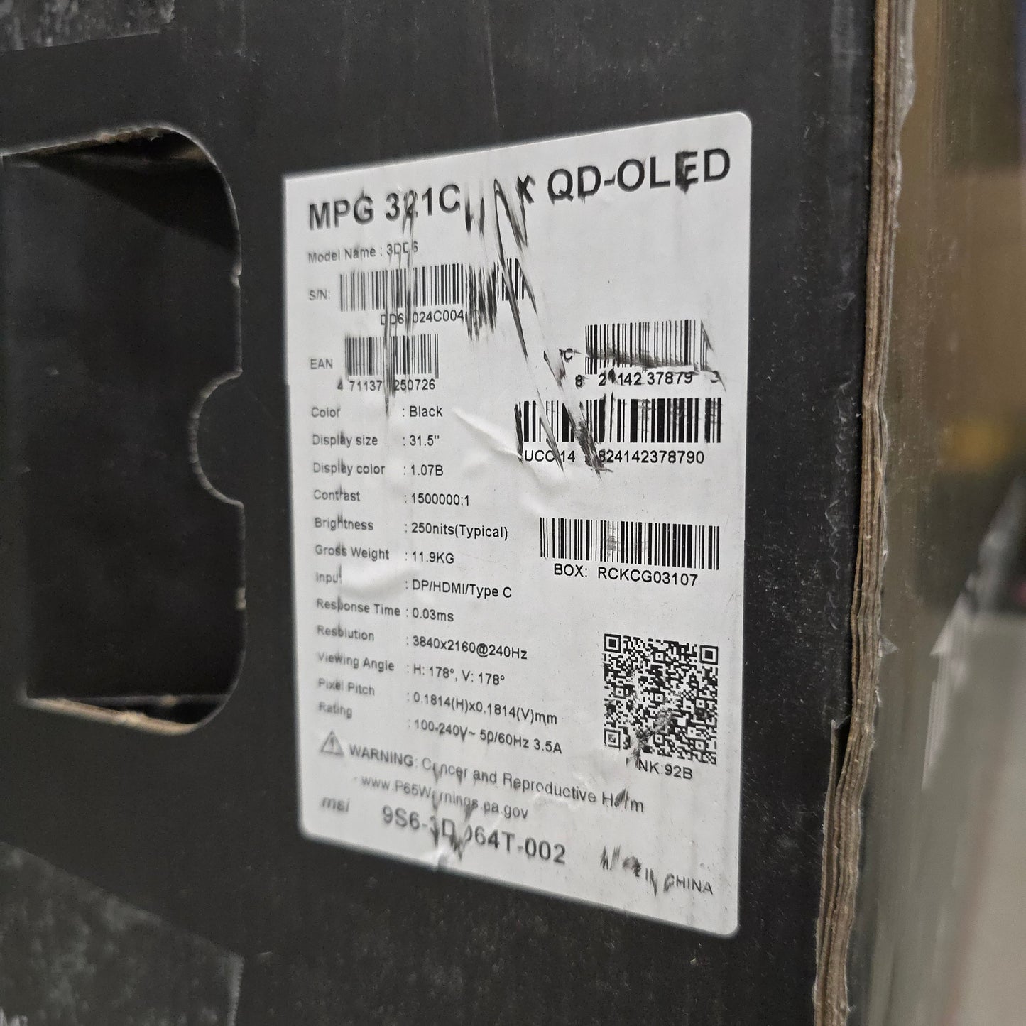 MSI MPG 321CURX QD-OLED 32-inch 4k Gaming Computer Monitor, 240Hz, 0.03ms, Sealed New