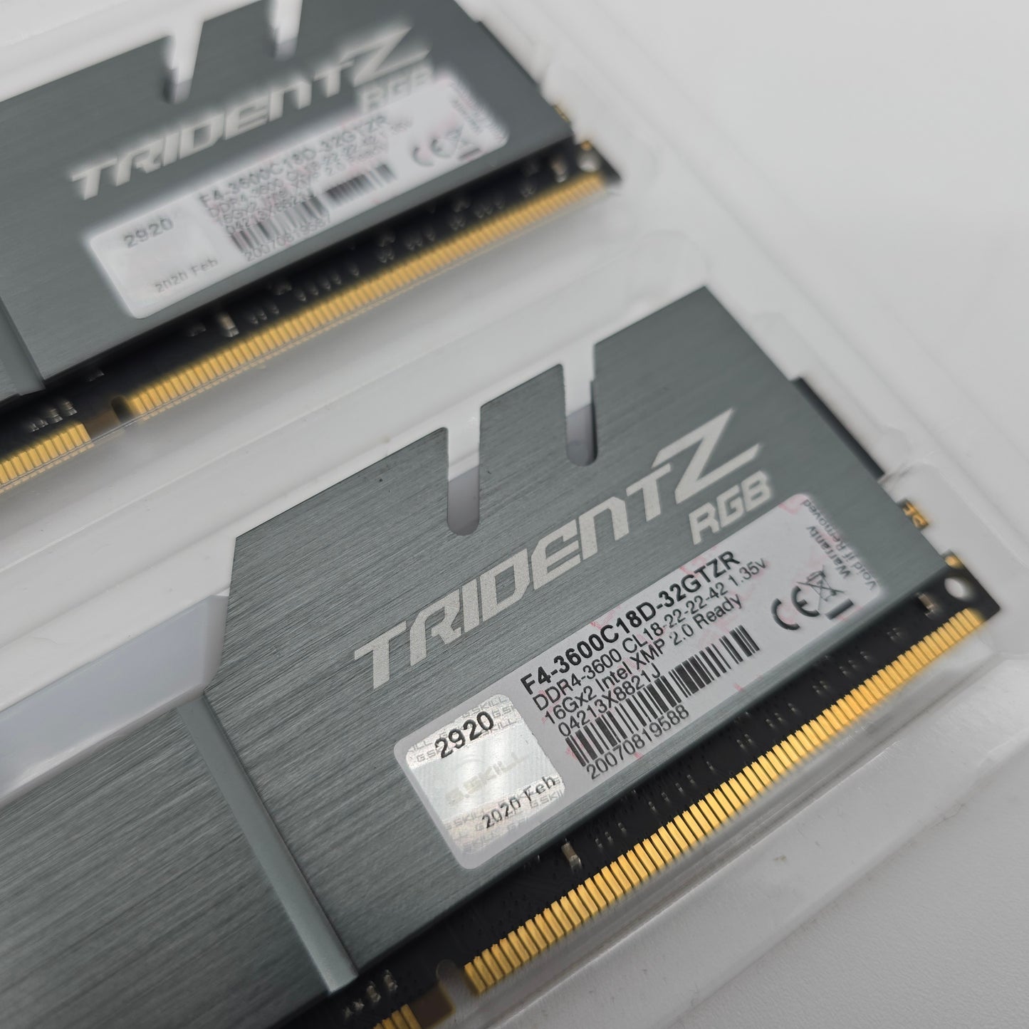 32GB DDR4 G.Skill TridentZ RGB 3600MHz, 2x16GB Sticks, CL18-22-22-42 Timing