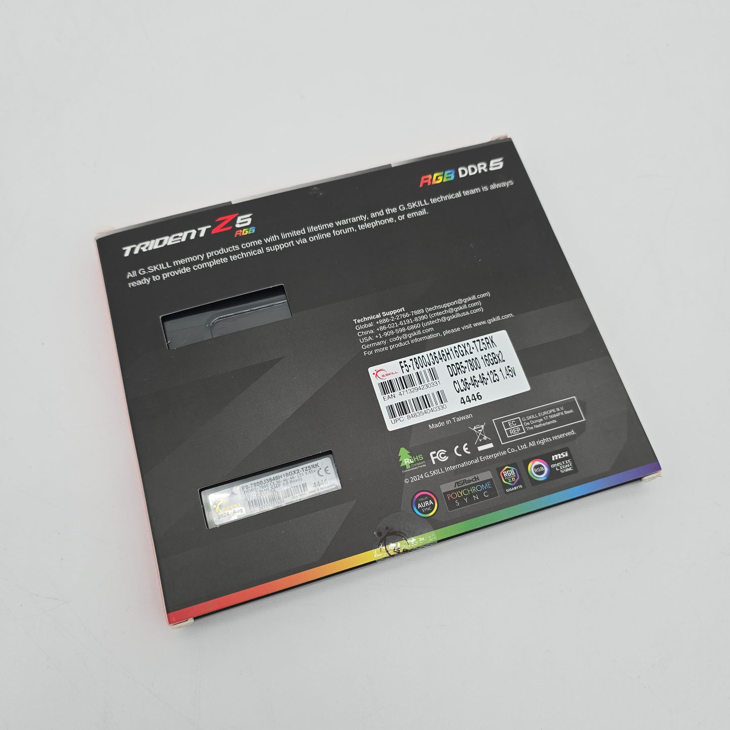 32GB G.Skill TridentZ RGB 7800MHz, RGB DDR5 RAM Kit Memory