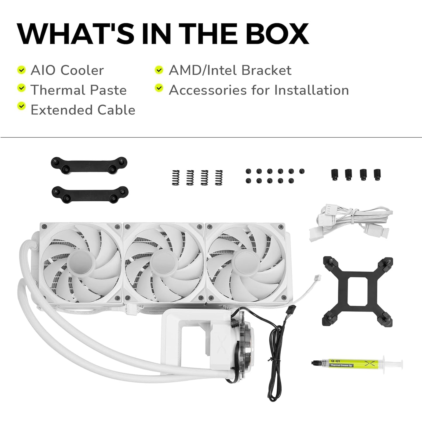 TRYX Panorama SE 360 ARGB White, 360mm AIO Liquid Cooler w/ Rotatable OLED 6.5" Screen, For Intel/AMD