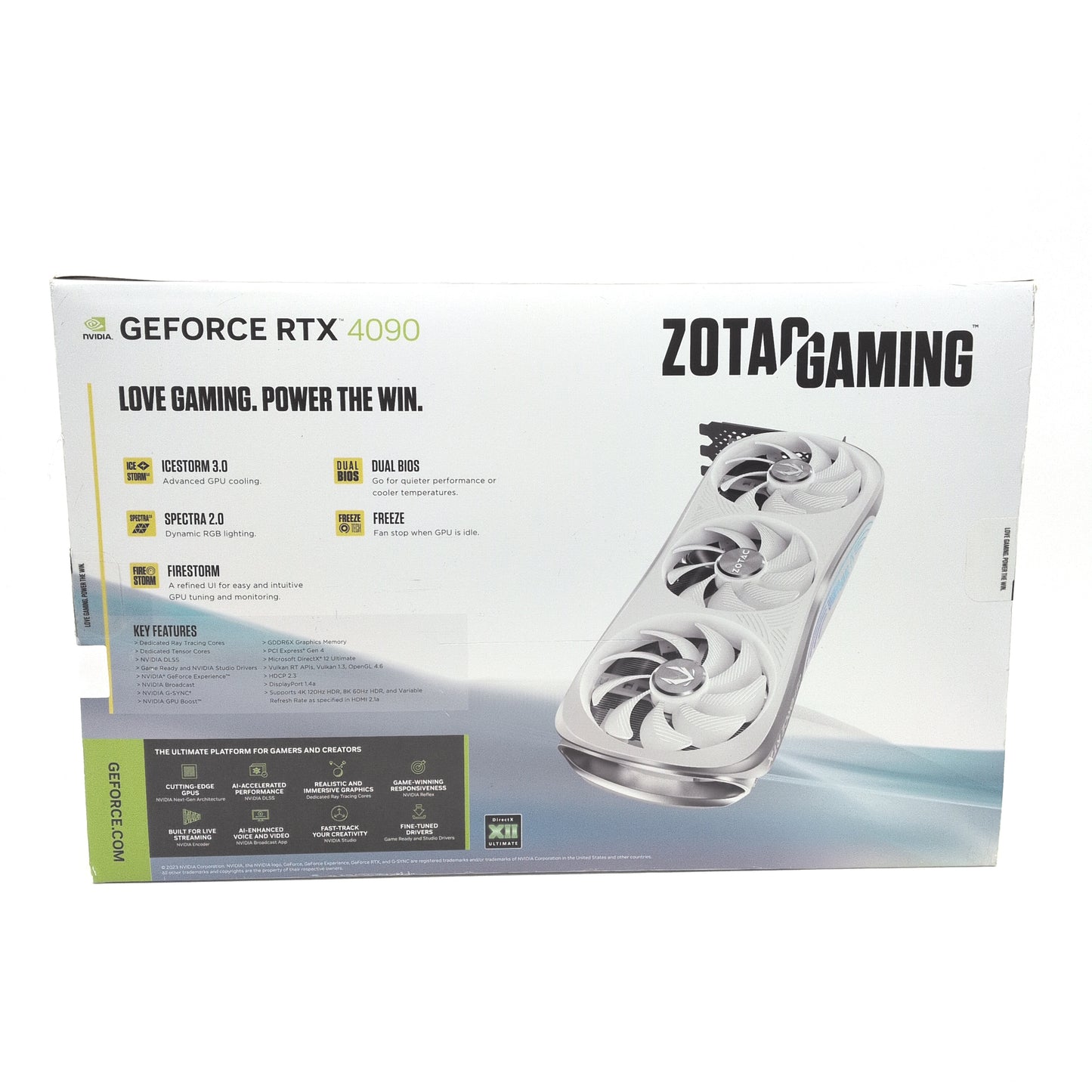 RTX 4090 Zotac Gaming Trinity OC White 24GB, NVIDIA Gaming Graphics Card GPU