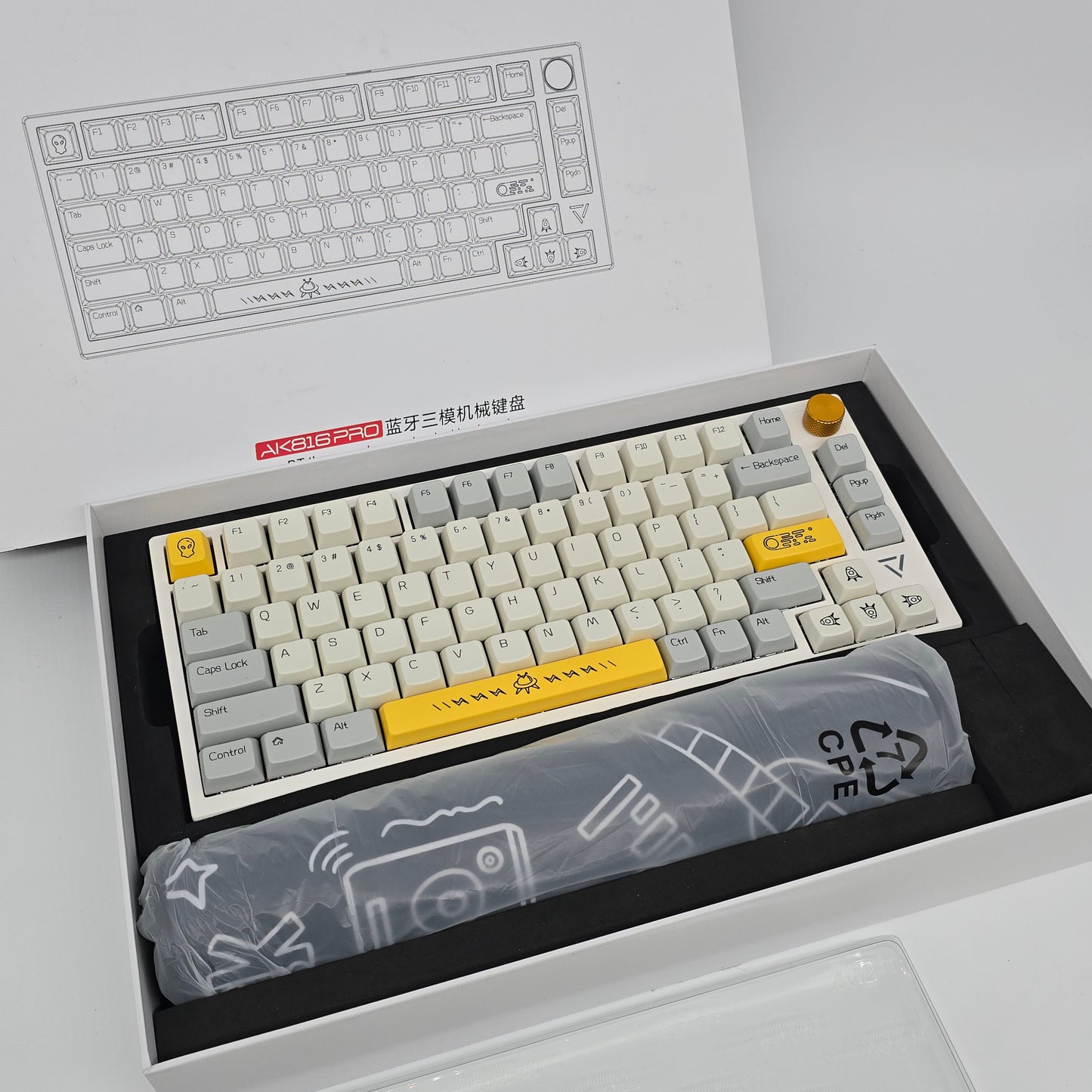 Ajazz x Nacodex AK816 PRO Wireless Mechanical Gaming Keyboard, Gateron G Pro Sliver Switch