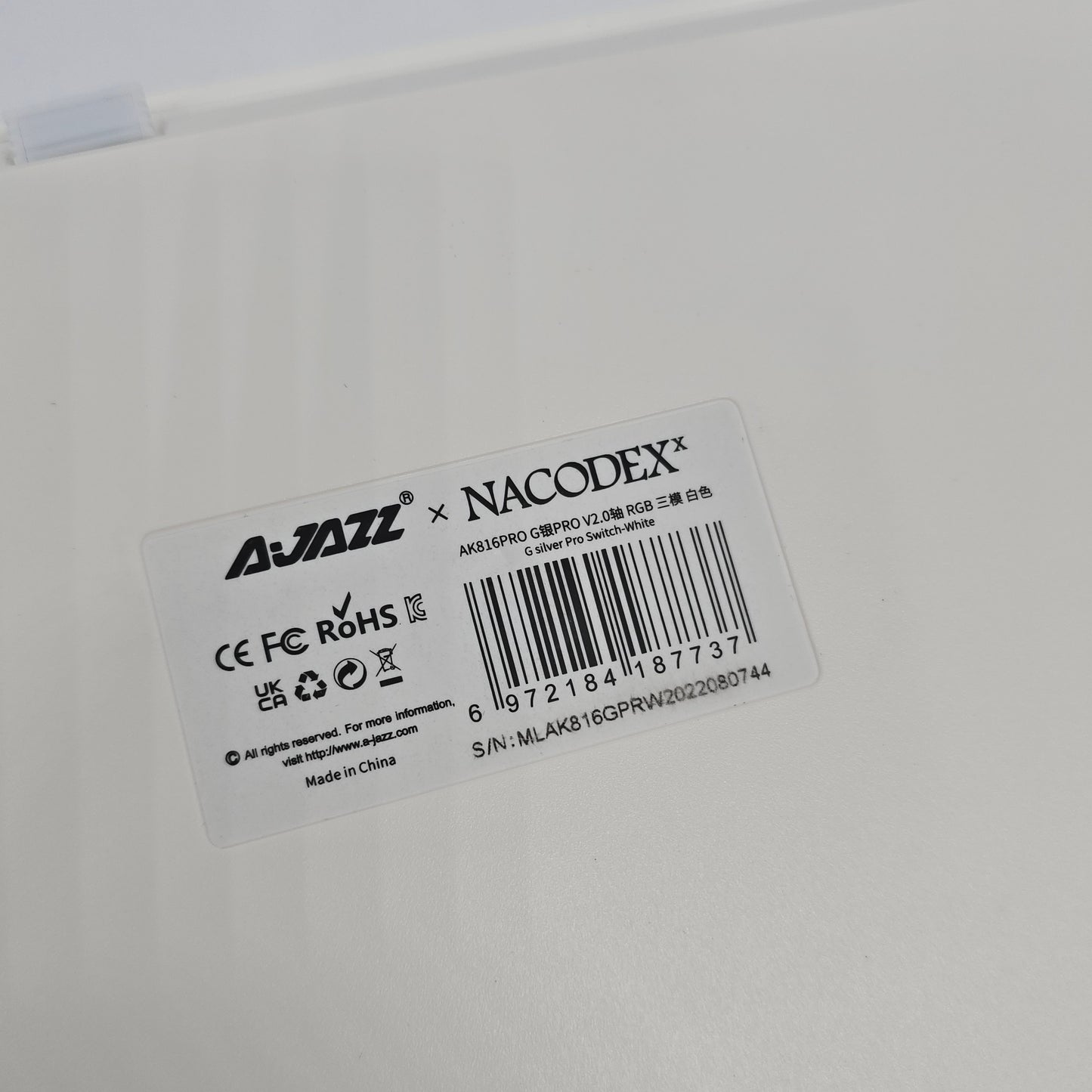 Ajazz x Nacodex AK816 PRO Wireless Mechanical Gaming Keyboard, Gateron G Pro Sliver Switch