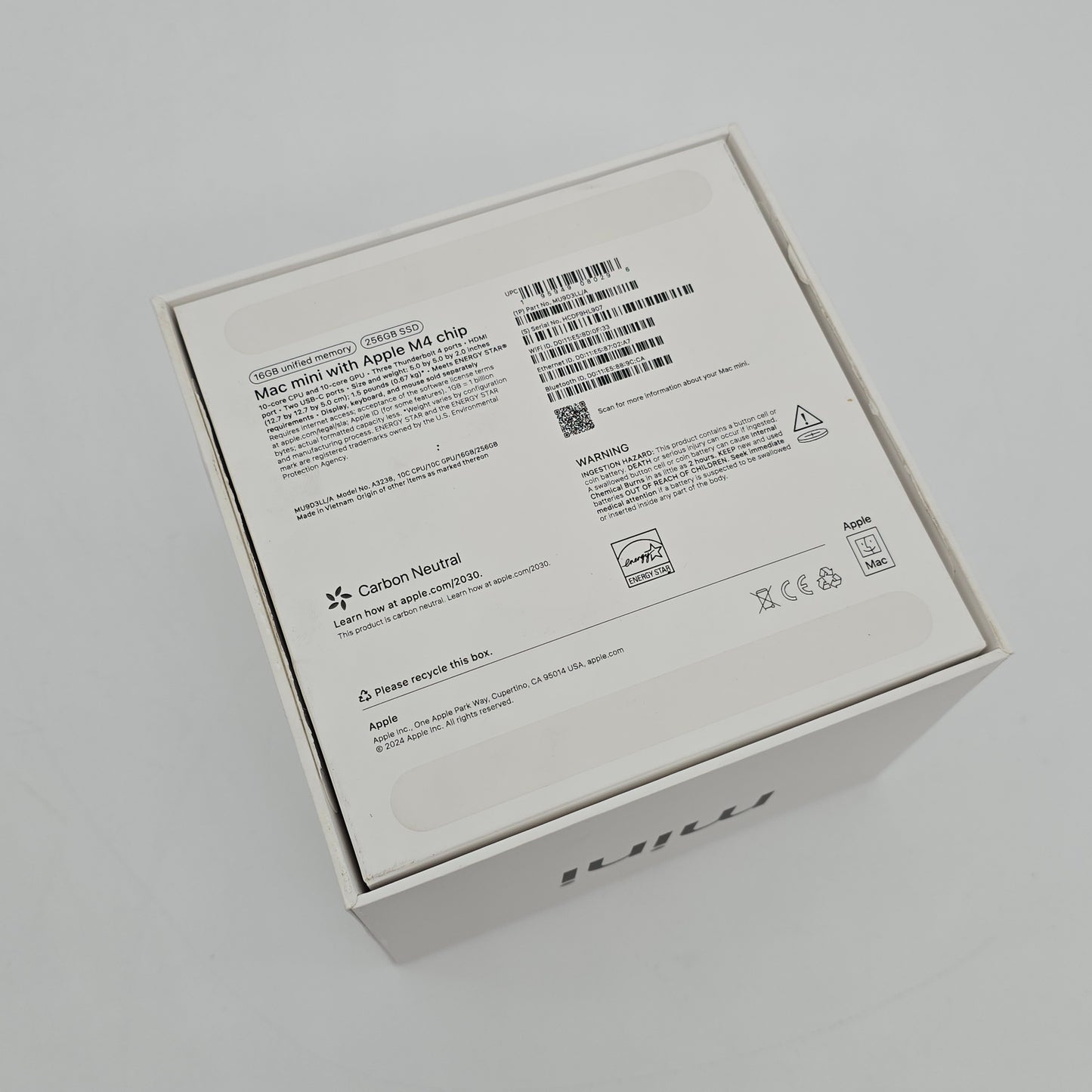 Apple Mac Mini M4, 16GB RAM, 256GB Storage, New/Open Box