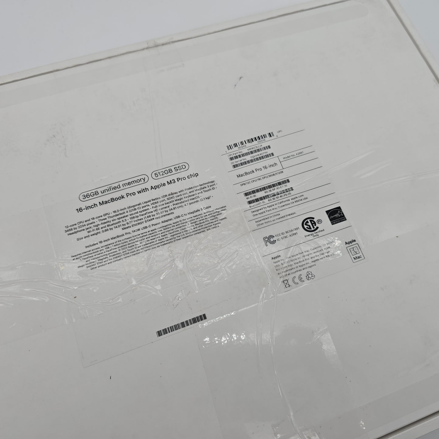 Apple Macbook Pro 16" M3 Pro, 36GB RAM, 512GB SSD