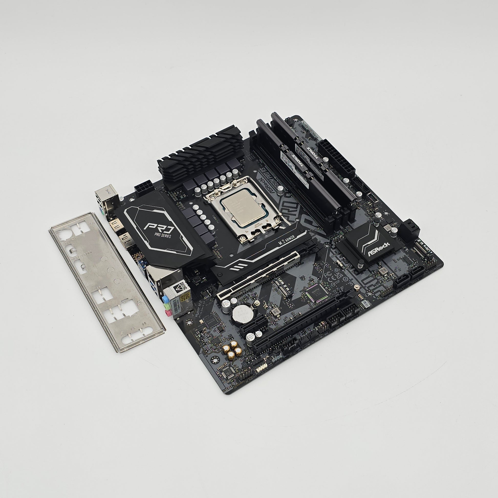 Computer motherboard on a white background