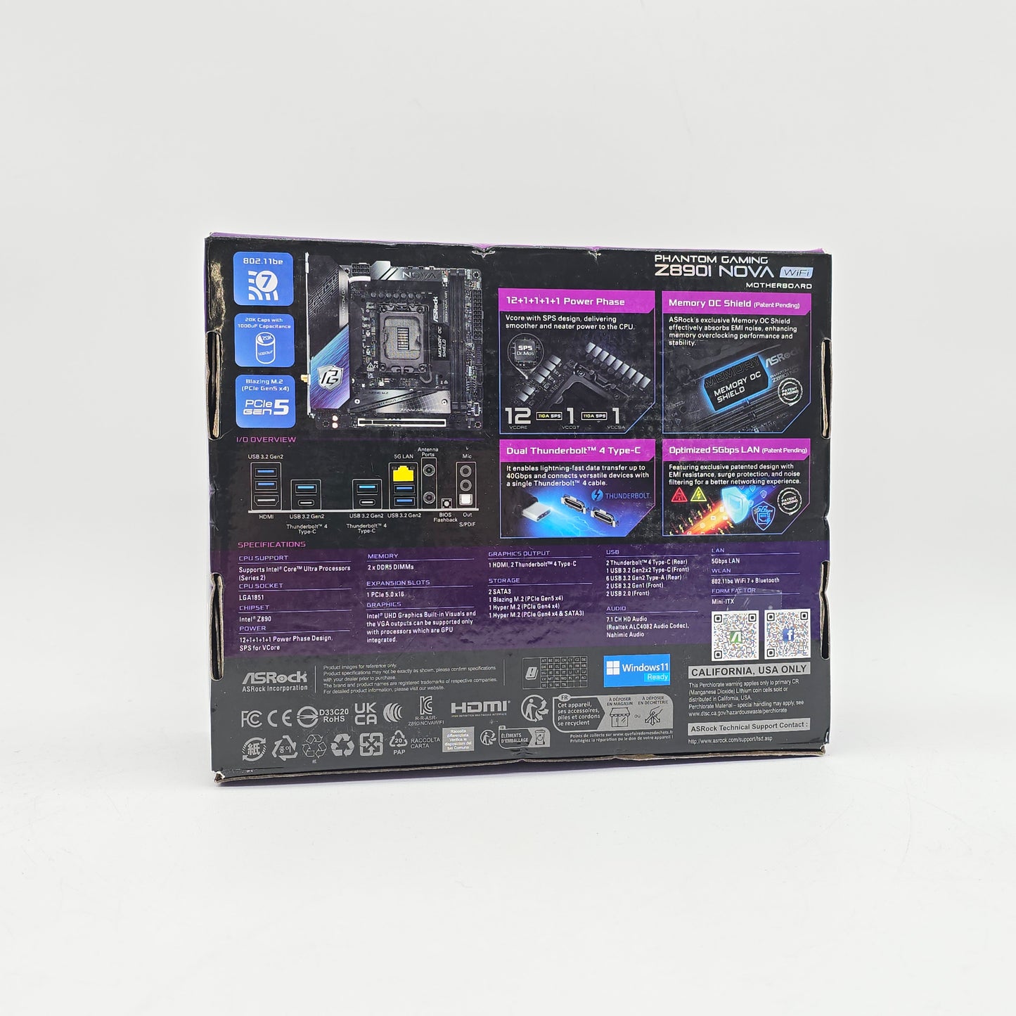 ASRock Phantom Gaming Z890I Nova Gaming Motherboard for Intel Ultra CPU Mini-ITX