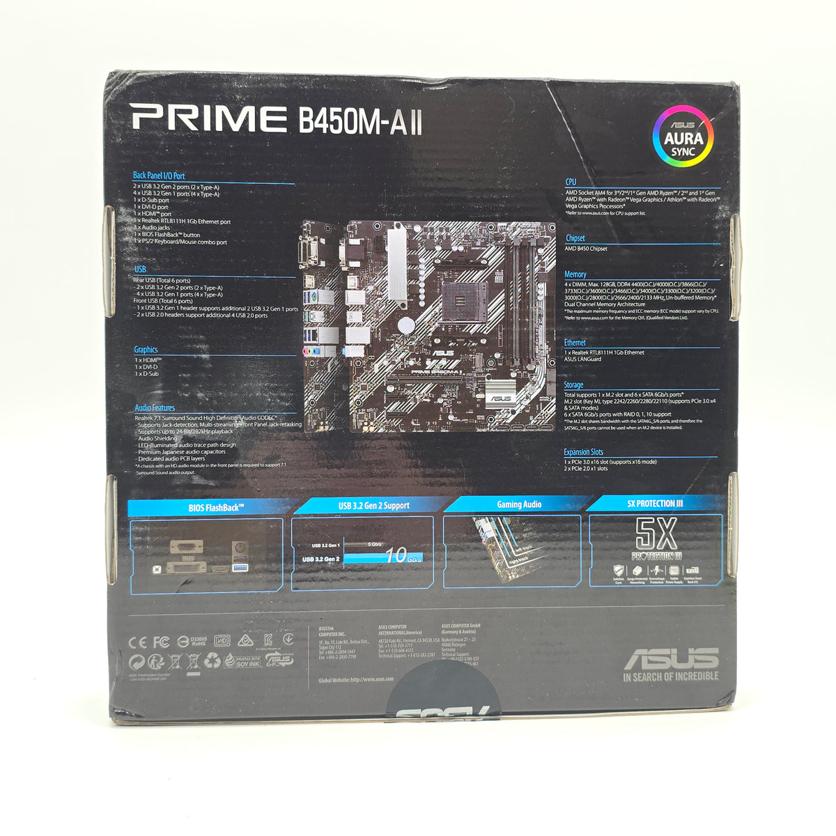 ASUS Prime B450M-A II, AMD Socket AM4, Micro-ATX Gaming Motherboard