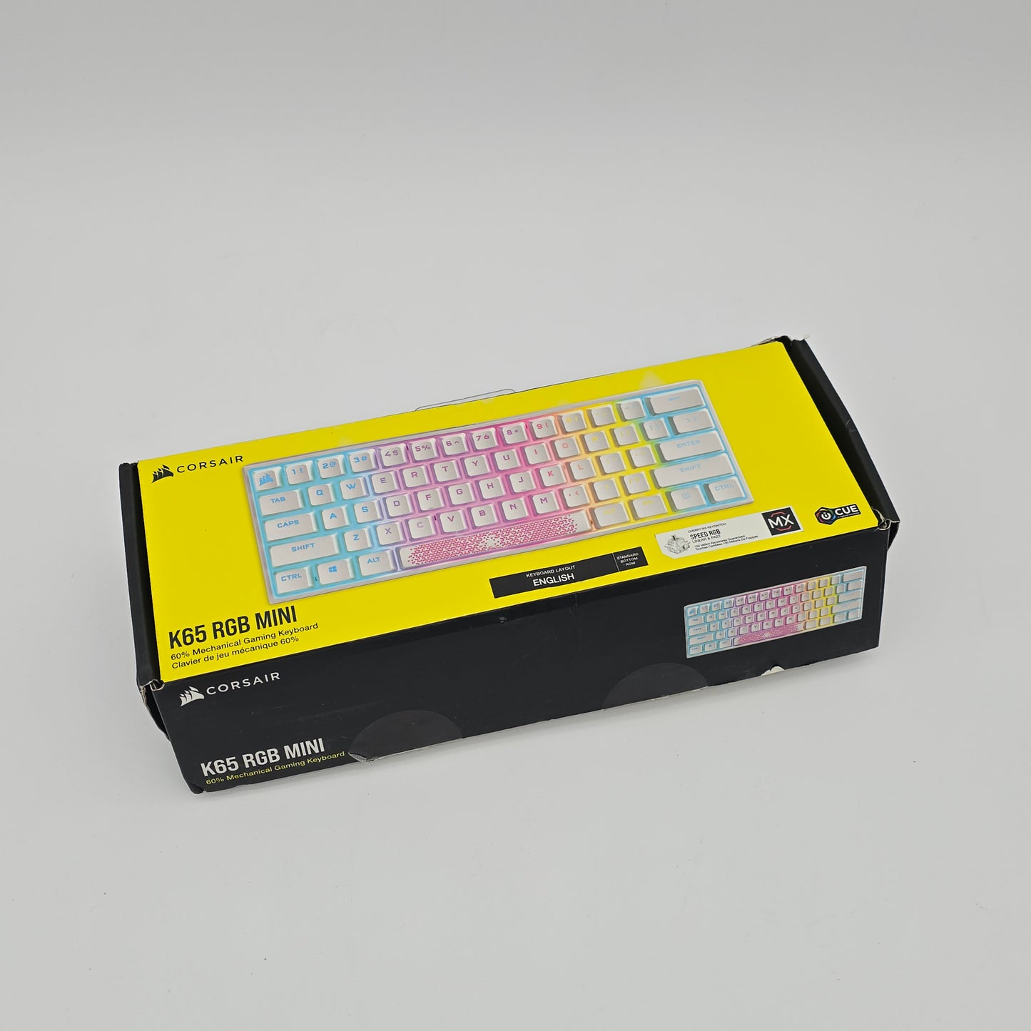 Corsair K65 RGB Mini White Wired Mechanical Gaming Keyboard, Cherry MX Speed Switches, 60%
