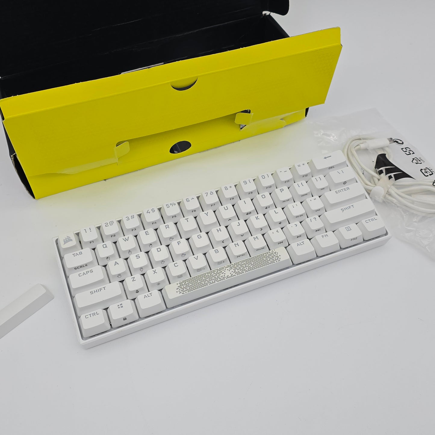 Corsair K65 RGB Mini White Wired Mechanical Gaming Keyboard, Cherry MX Speed Switches, 60%