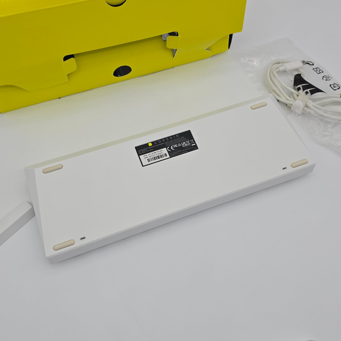 Corsair K65 RGB Mini White Wired Mechanical Gaming Keyboard, Cherry MX Speed Switches, 60%