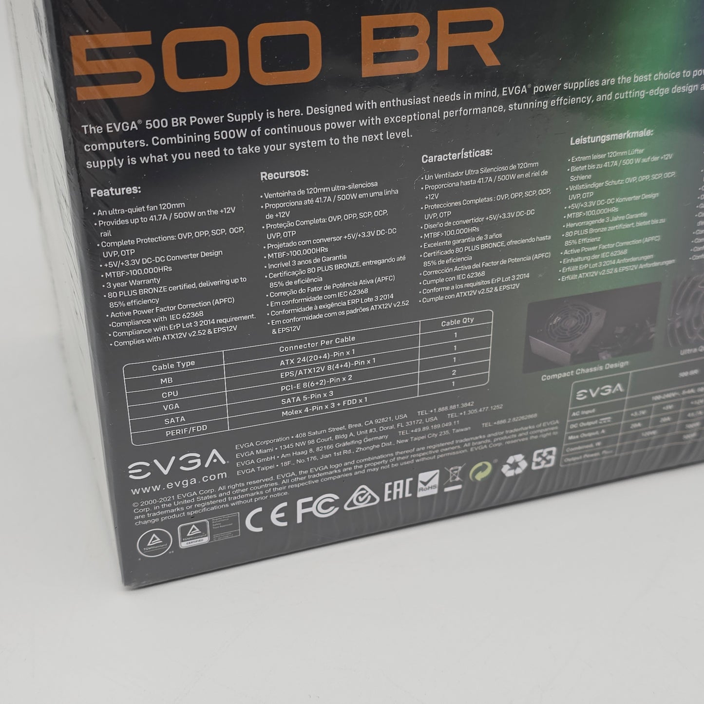EVGA 500 BR 500W 80+ Bronze PSU Power Supply for Gaming PC