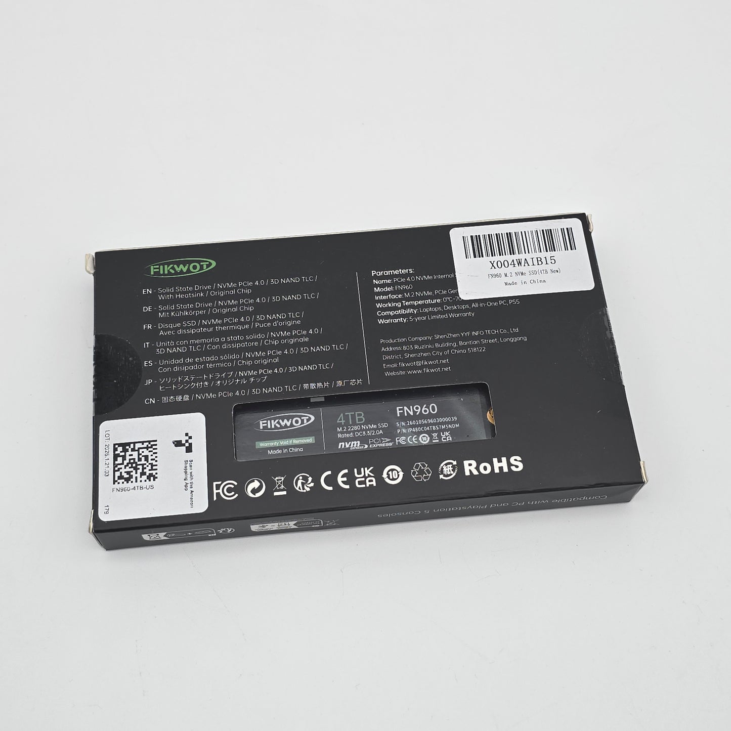 Fikwot FN960 4TB NVME SSD Storage w/ Heatsink