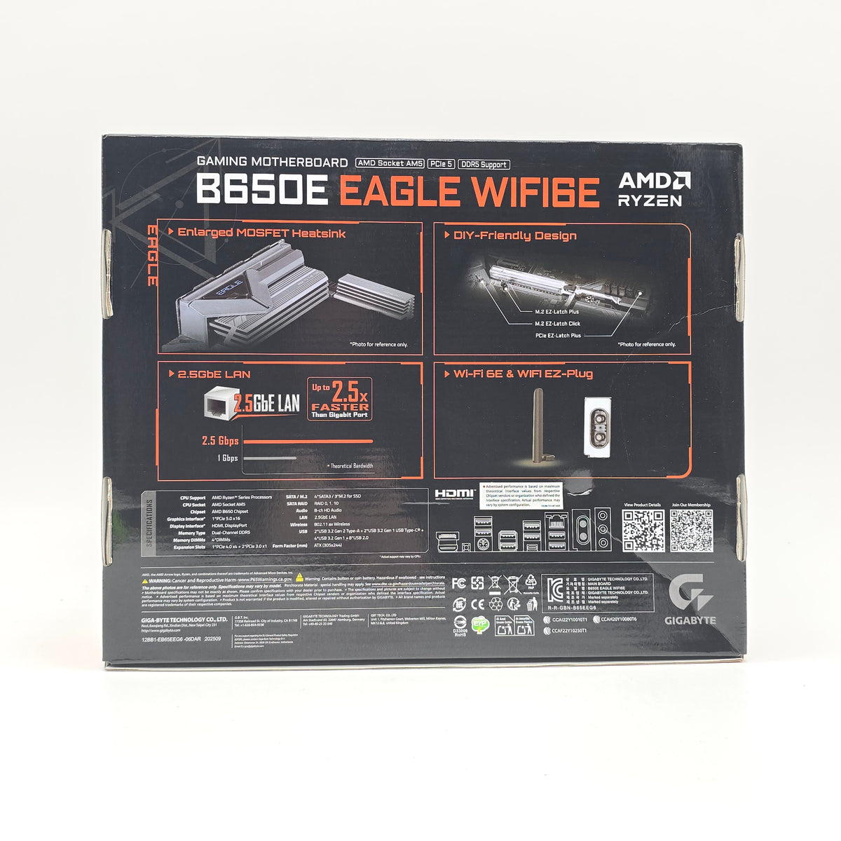 Gigabyte B650E Eagle WiFi 6E, AMD Socket AM5, ATX Gaming Motherboard