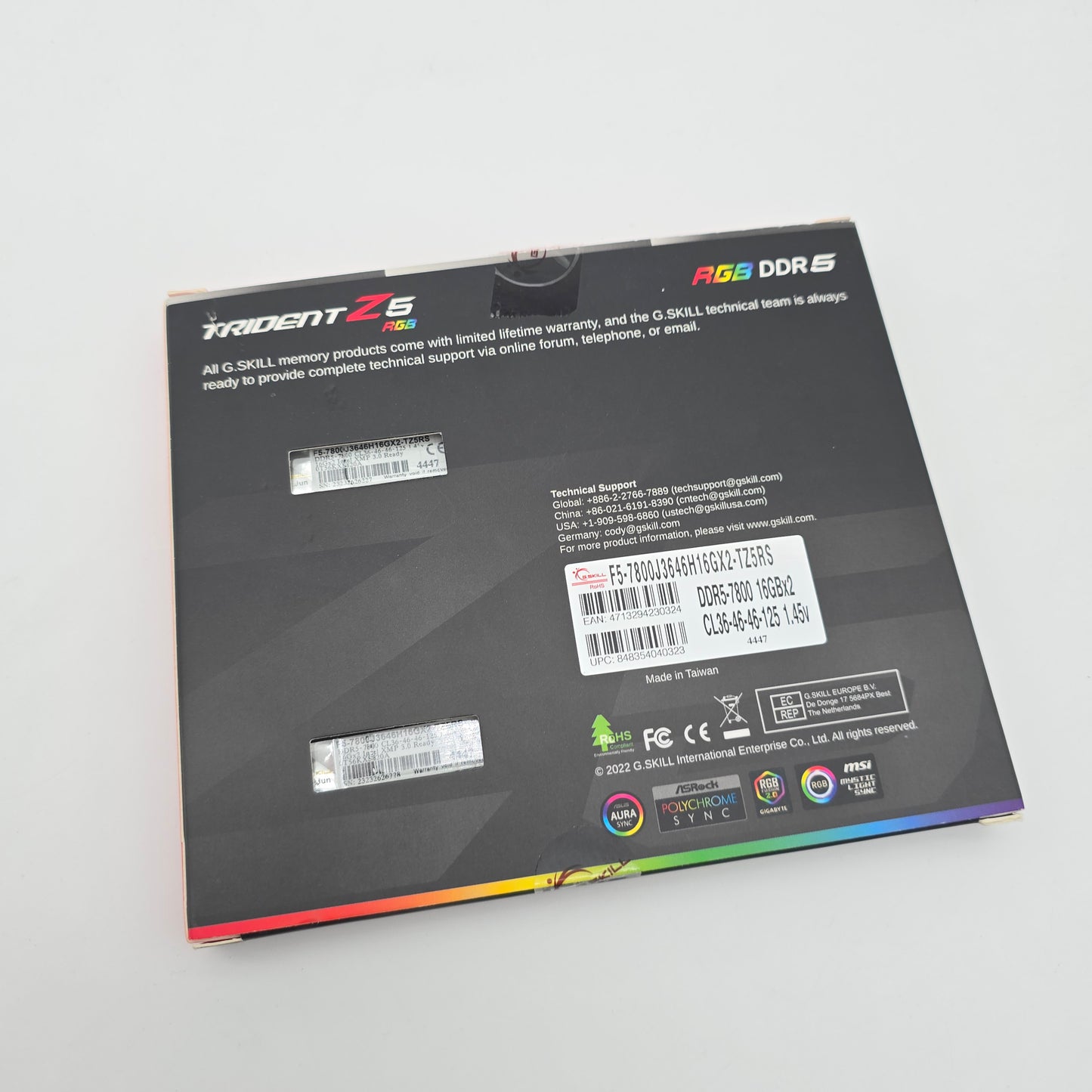 G.Skill Trident Z5 RGB 32GB DDR5 White, 7800MHz, CL36-46-46-125, Desktop Gaming Memory RAM (2x16GB)