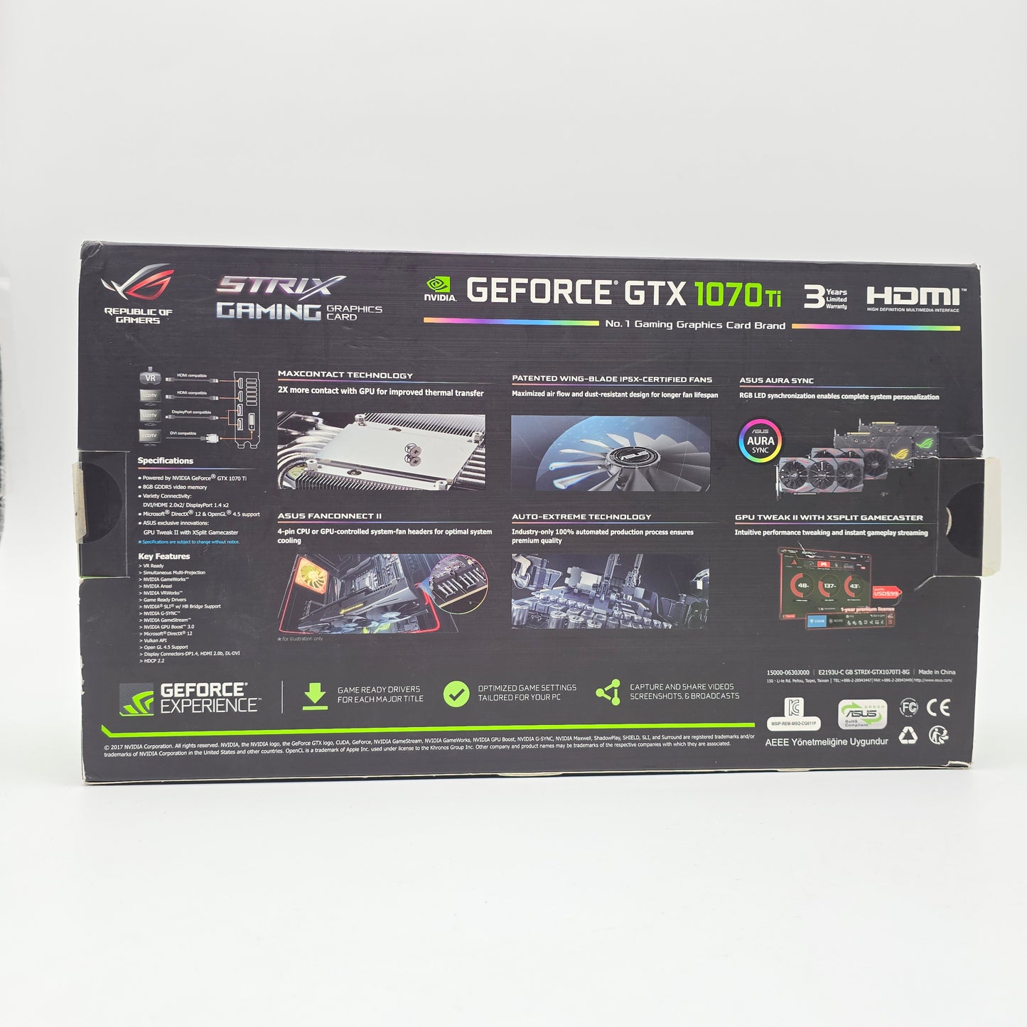 GTX 1070 Ti ASUS ROG STRIX 8GB, NVIDIA Gaming Graphics Card GPU