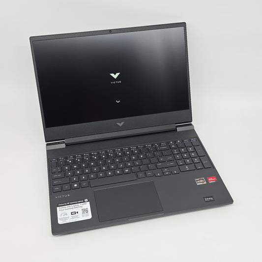 Black laptop with visible brand logo on a white background