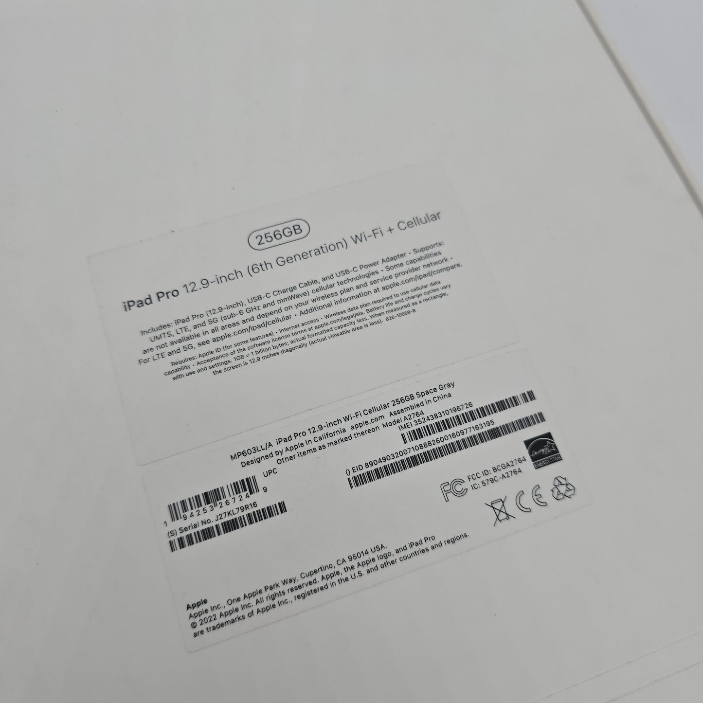 iPad Pro 6th Generation, 256GB, WiFi + Cellular Unlocked, Space Gray