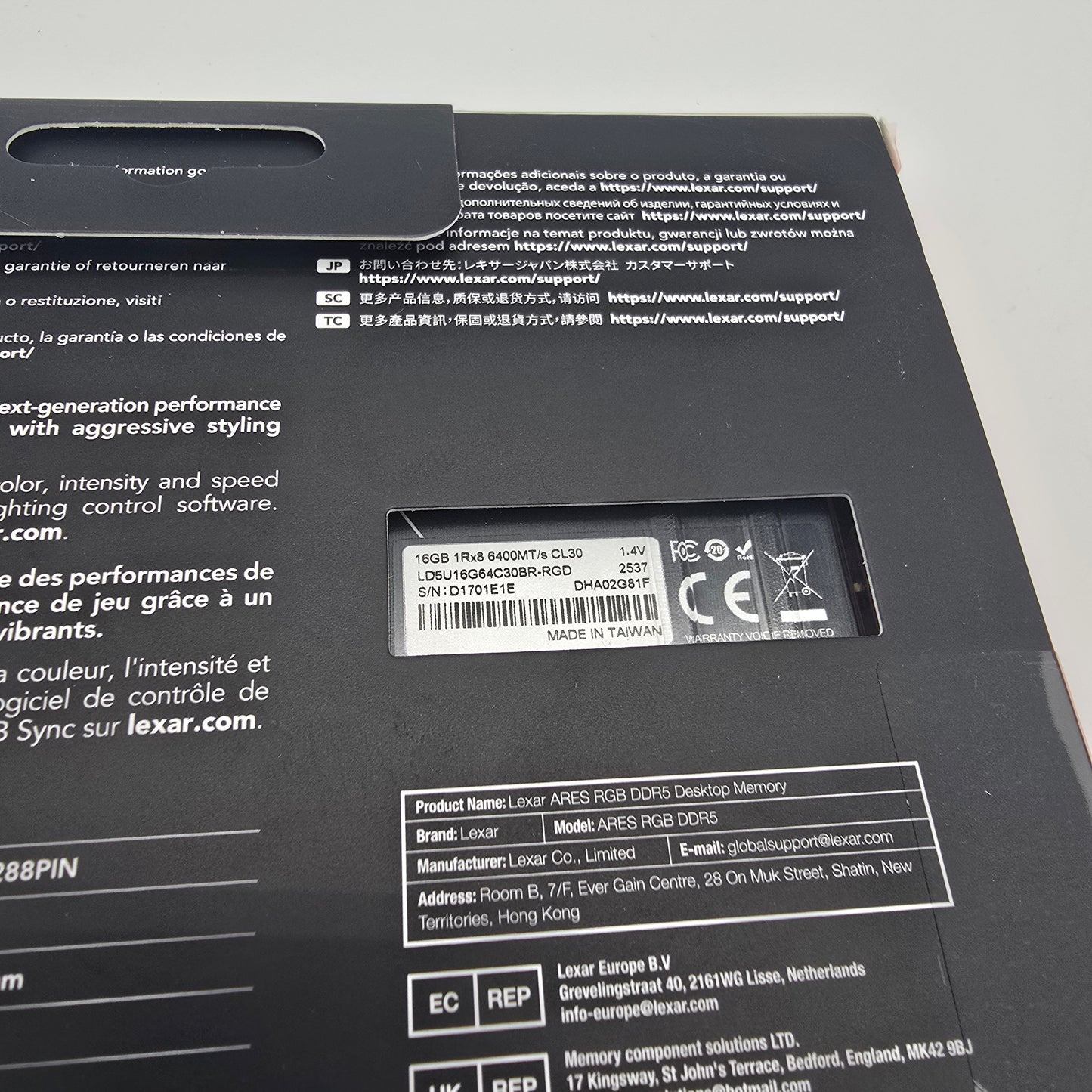 Lexar Ares DDR5 RGB 32GB, 6400MHz, CL30 Gaming Desktop Memory RAM (2x16GB)