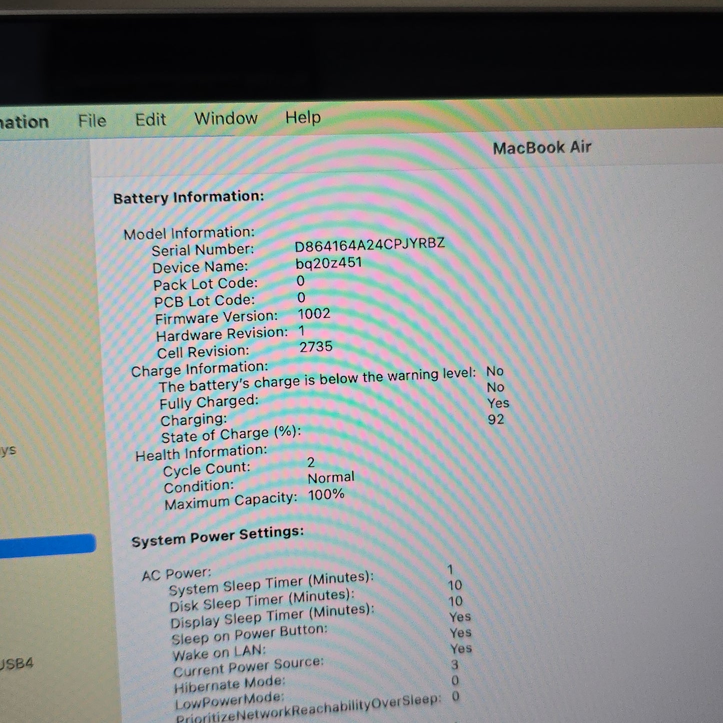 Macbook Air Apple M1 Chip, 256GB SSD, 8GB RAM, TouchID, Like New, 2 Battery Cycles