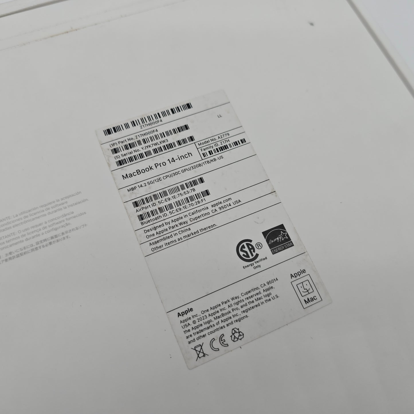 Macbook Pro 14" M2 Max, 32GB RAM, 1TB, Space Gray, Touch ID, Brand New