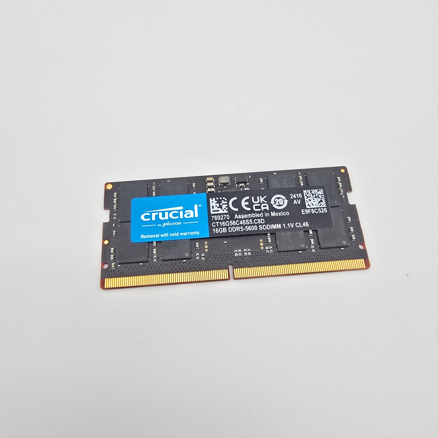 Micron Crucial 16GB DDR5, 5600MHz, CL46, SODIMM Laptop Memory RAM