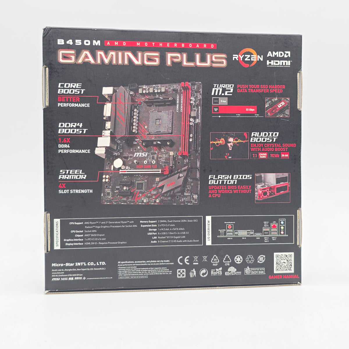 MSI B450M Gaming Plus, AMD Socket AM4, Micro-ATX Gaming Motherboard