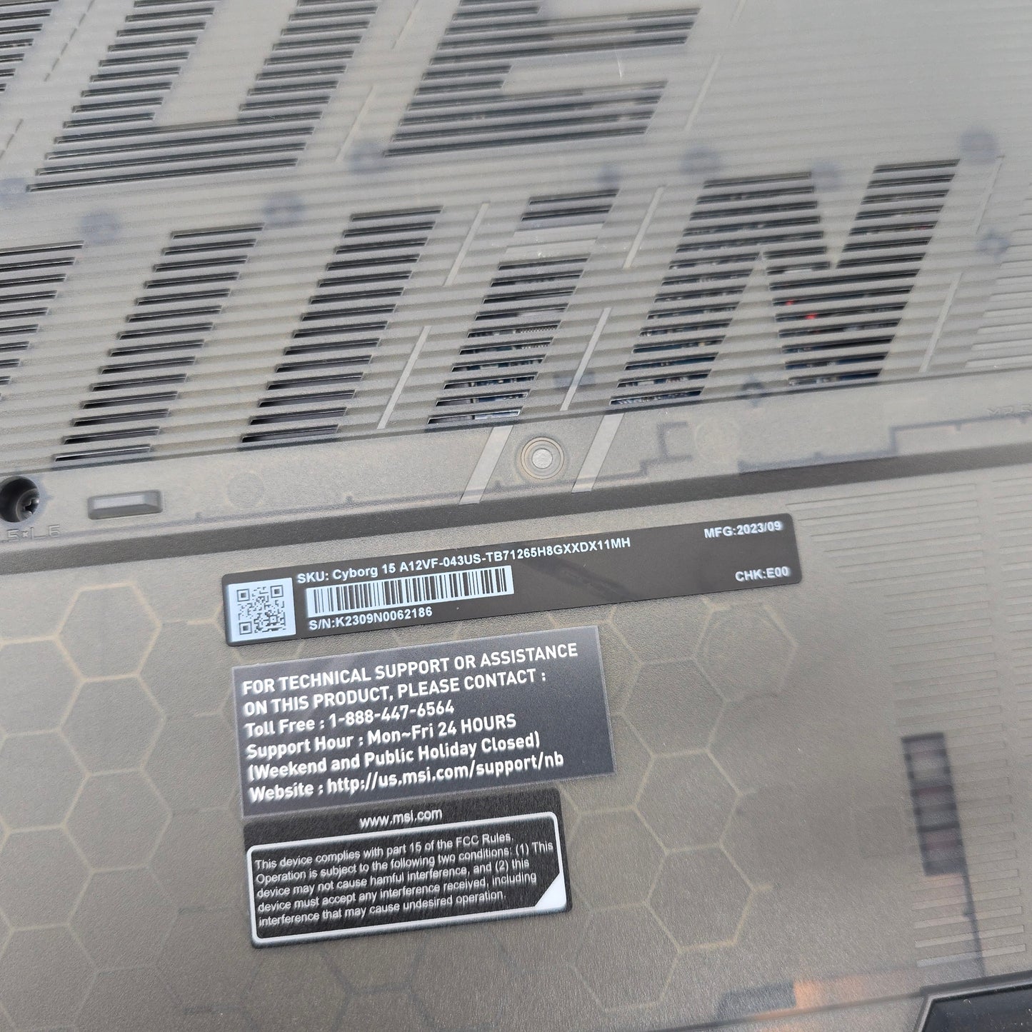 MSI Cyborg 15, RTX 4060, Intel i5-12650H, 144Hz 15.6" Gaming Laptop