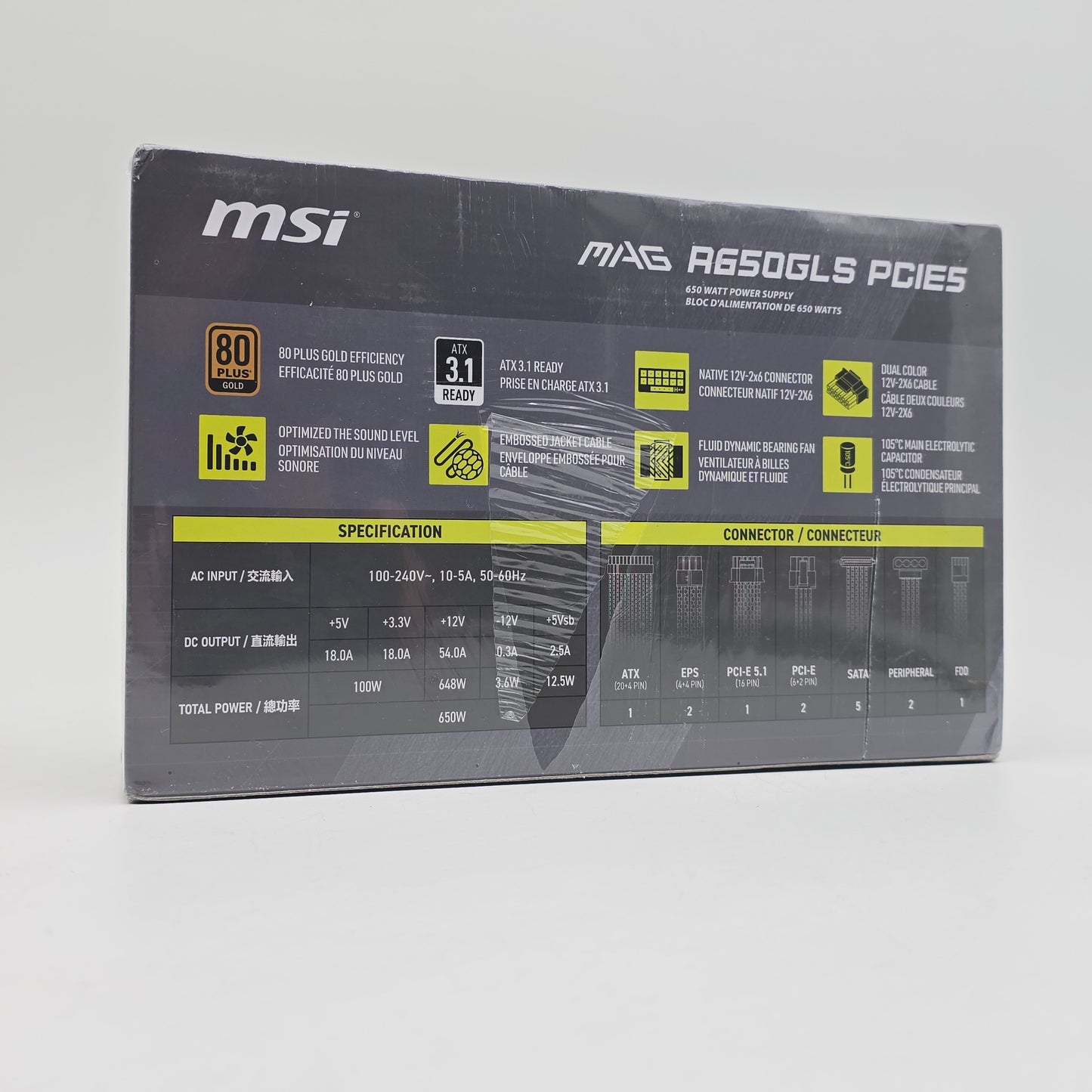 MSI MAG A650GLS PCIE5 650W 80+ Gold, Semi Modular Gaming Power Supply PSU