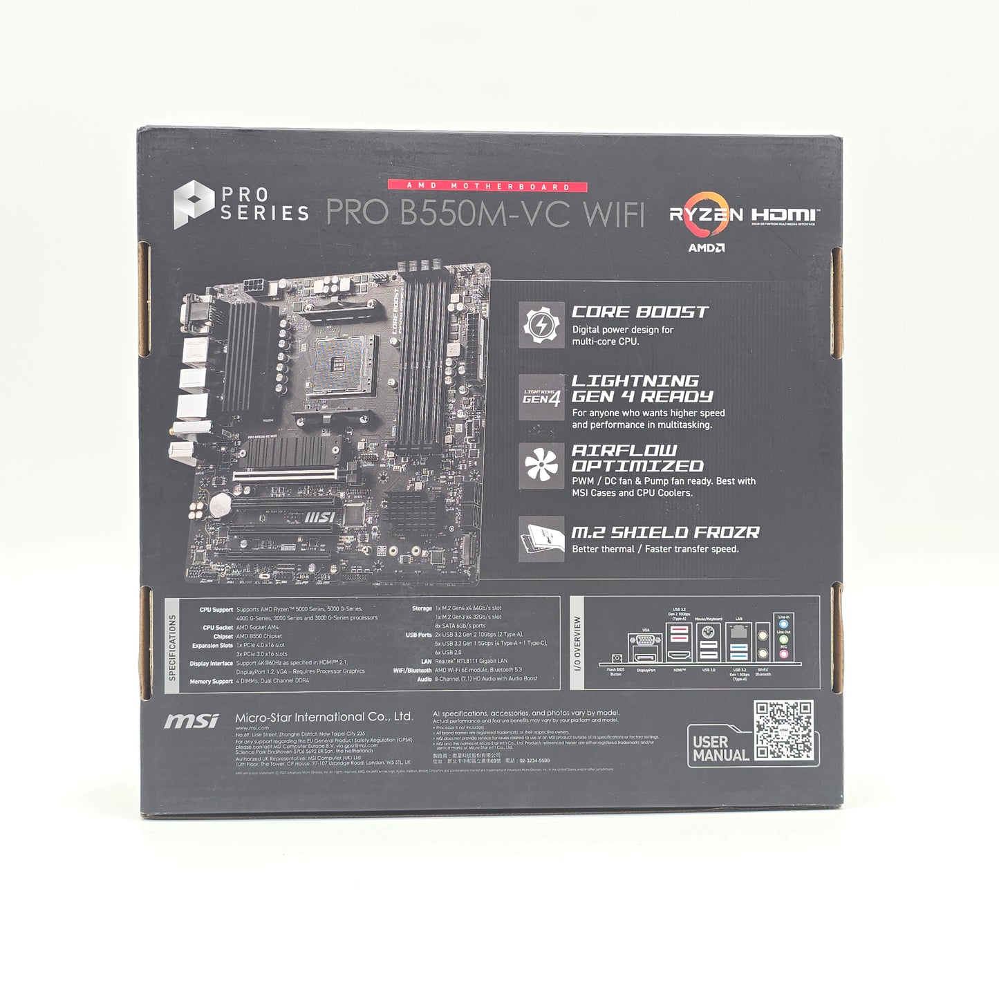 MSI Pro B550M-VC WiFi, AMD Socket AM4 Micro-ATX Gaming Motherboard