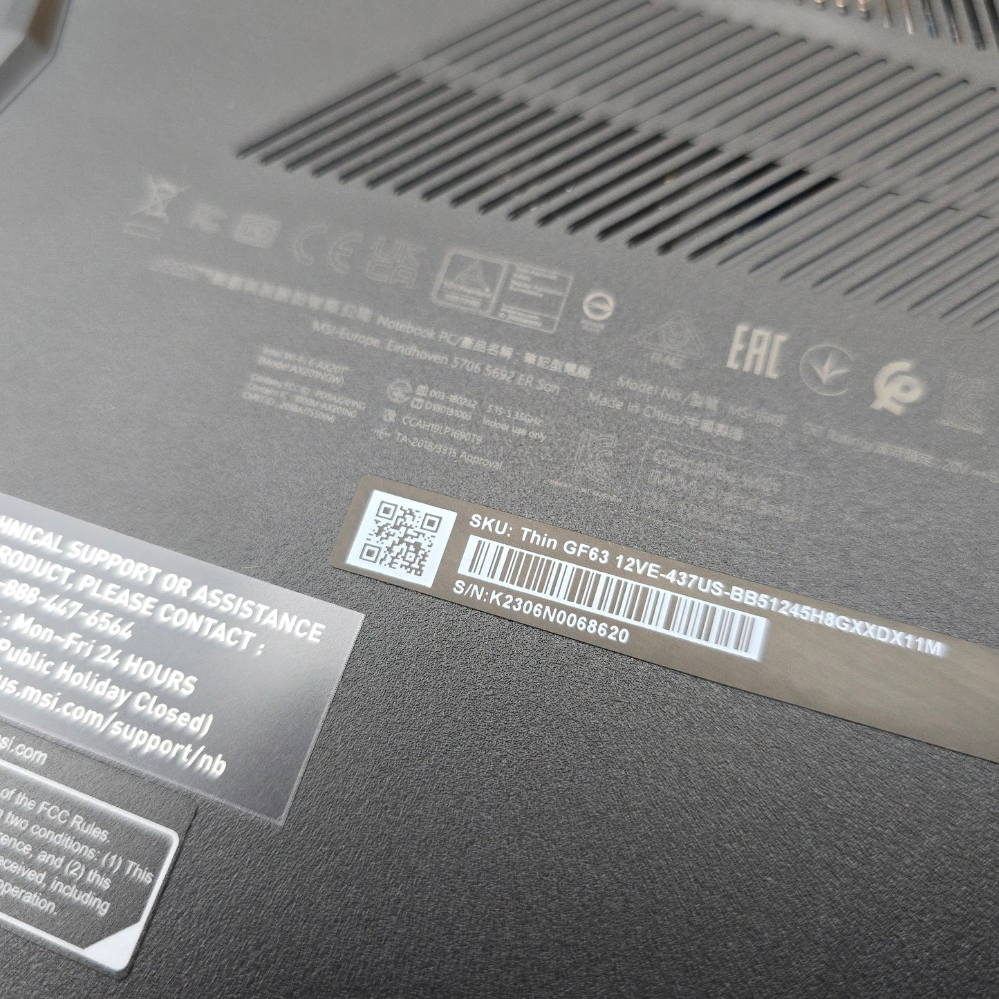 MSI Gaming Thin GF63, RTX 4050, Intel i5-12450H, 8GB RAM, 15.6" 144Hz 1080P, Gaming Laptop