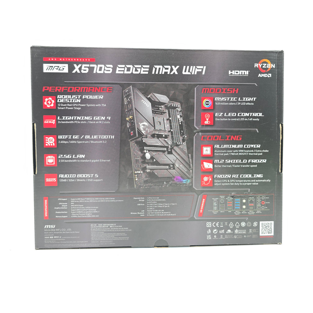 MSI X570S Edge Max WiFi, AMD AM4 Socket, ATX Gaming Motherboard