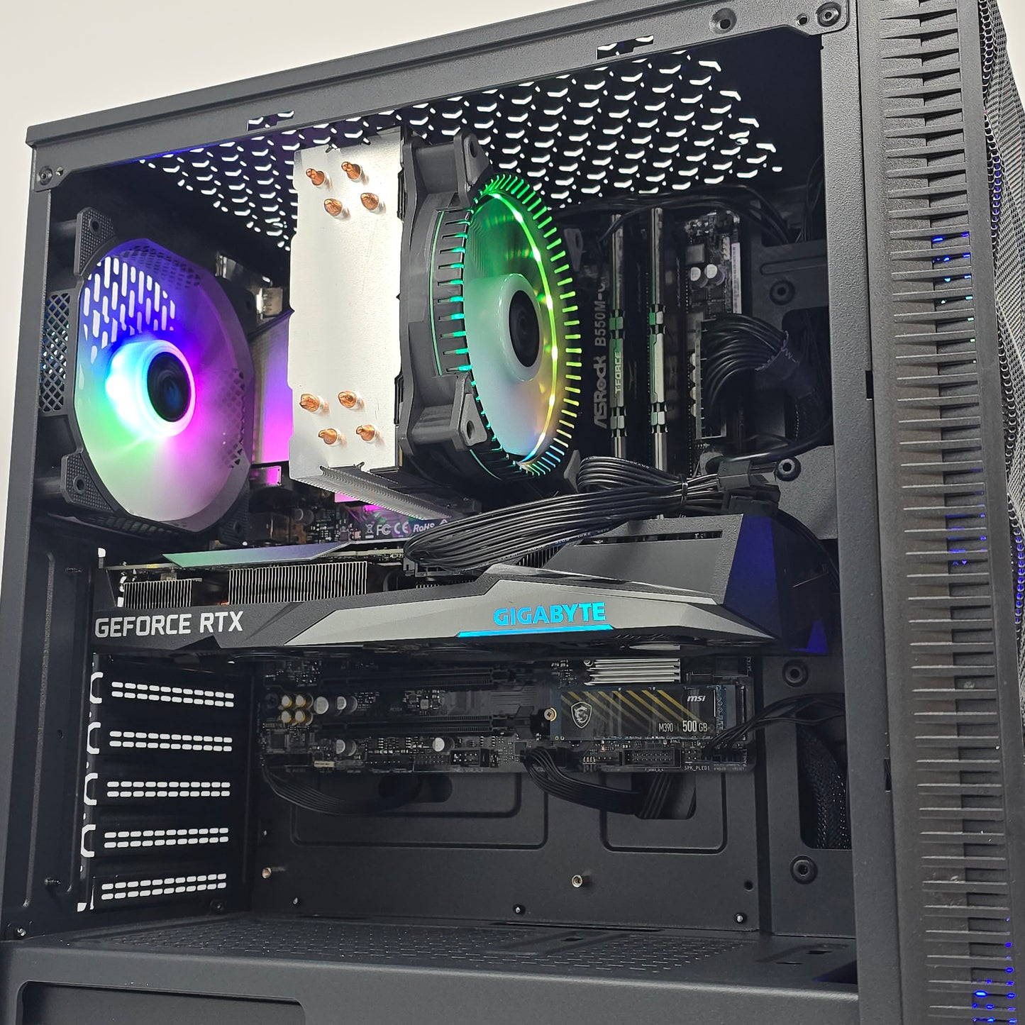 RTX 3060 12GB, Ryzen 5 5600G, 16GB DDR4, 500GB NVMe, Custom Black RGB Gaming PC