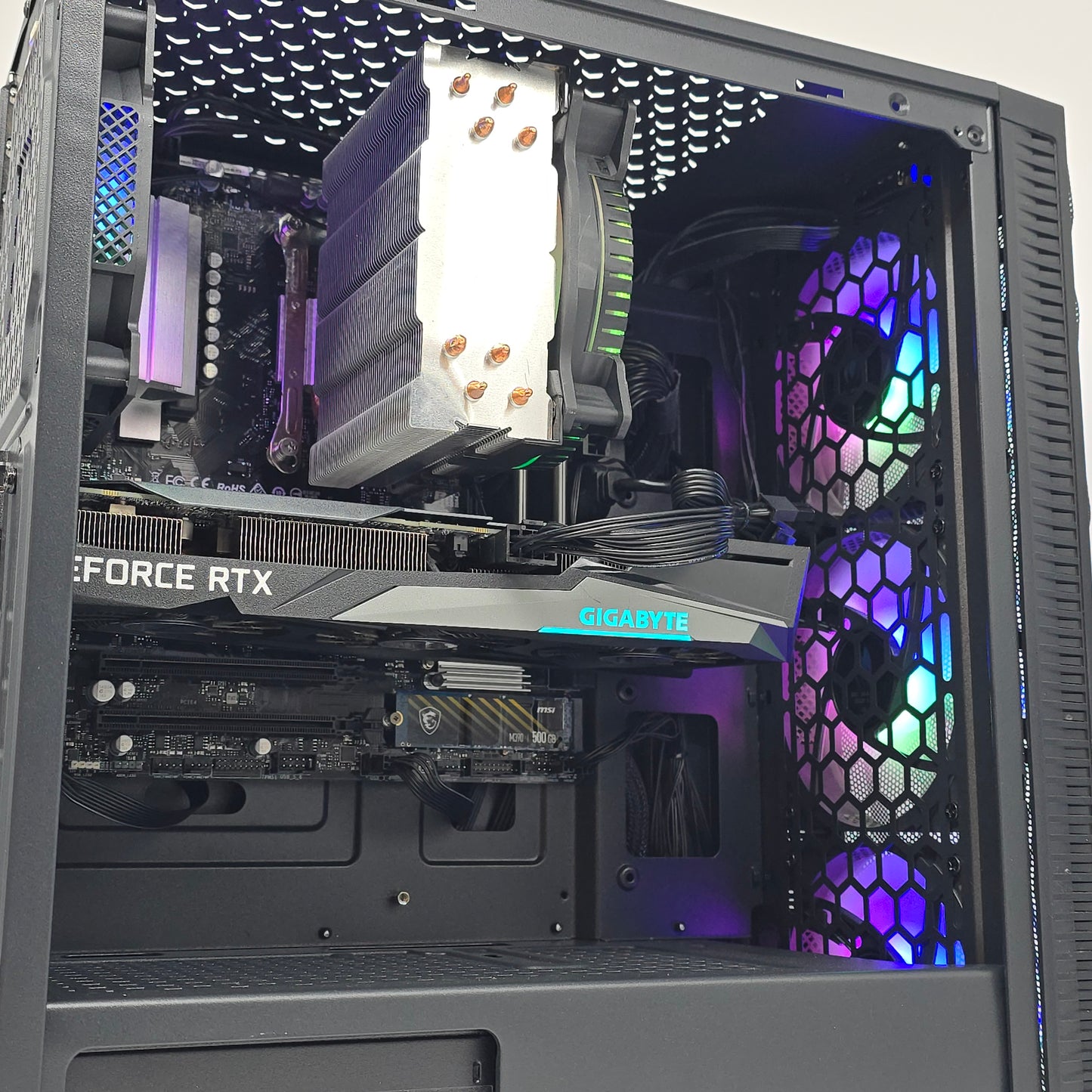 RTX 3060 12GB, Ryzen 5 5600G, 16GB DDR4, 500GB NVMe, Custom Black RGB Gaming PC