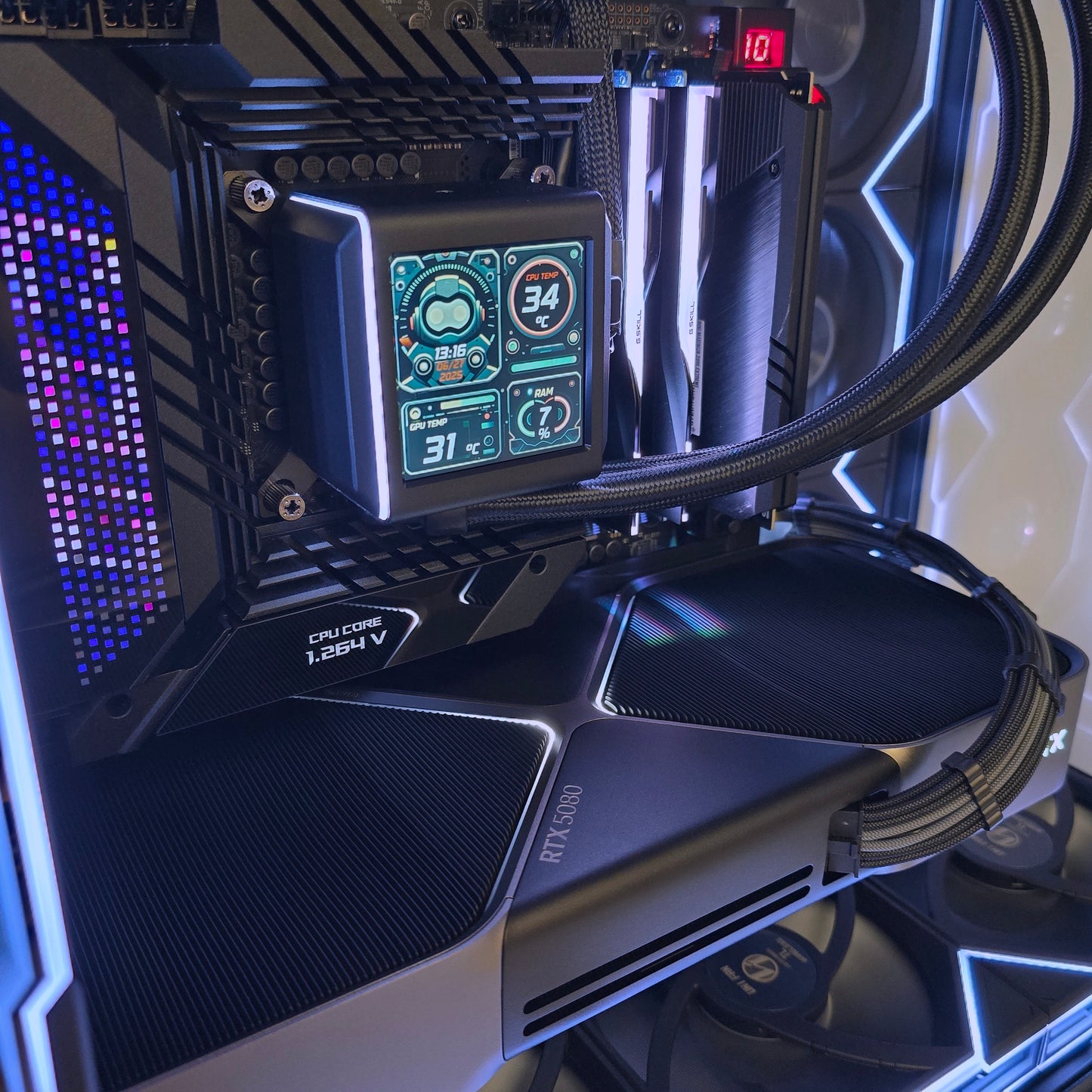 RTX 5080 FE, Intel i9-14900K, 64GB DDR5, 2TB 990 Pro NVMe, Custom Black Liquid Cooled Lian Li Gaming PC