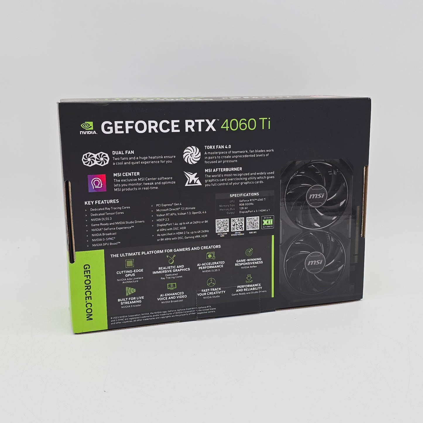 RTX 4060 Ti MSI Ventus 2x OC 8GB, NVIDIA Gaming Graphics Card GPU