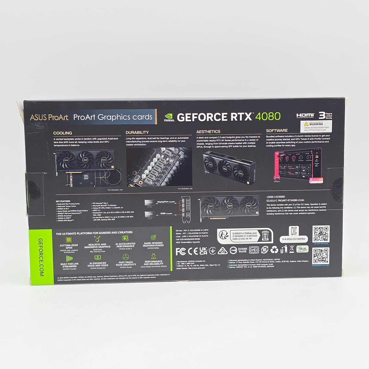 RTX 4080 ASUS ProArt OC 16GB, NVIDIA Gaming Graphics Card GPU