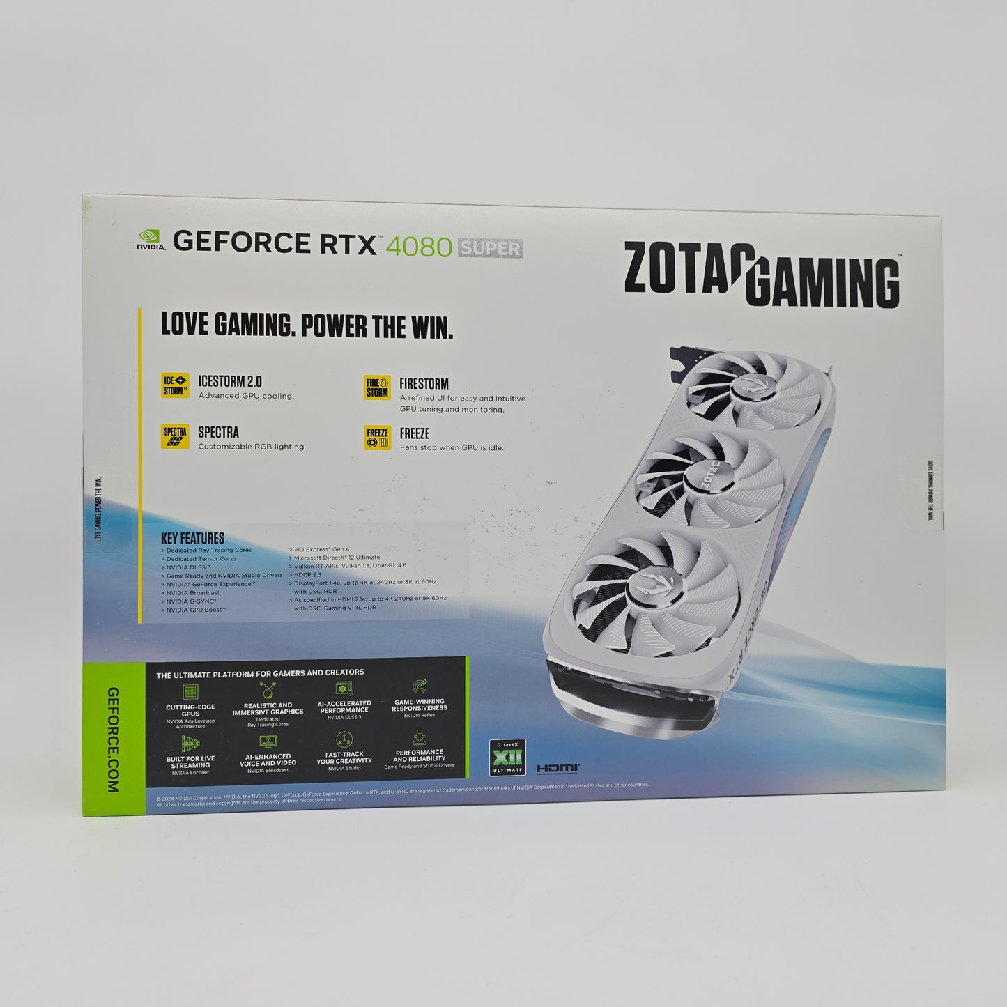 RTX 4080 Super Zotac Trinity OC White 16GB, NVIDIA Gaming Graphics Card GPU