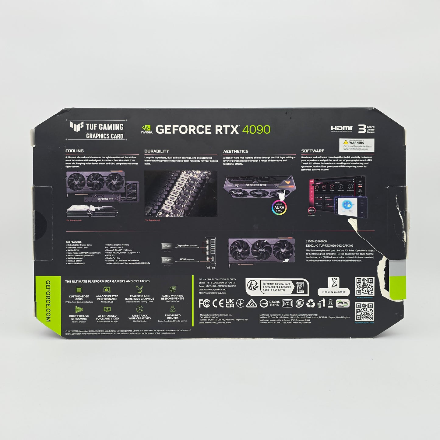 RTX 4090 ASUS TUF 24GB, NVIDIA Gaming Graphics Card GPU