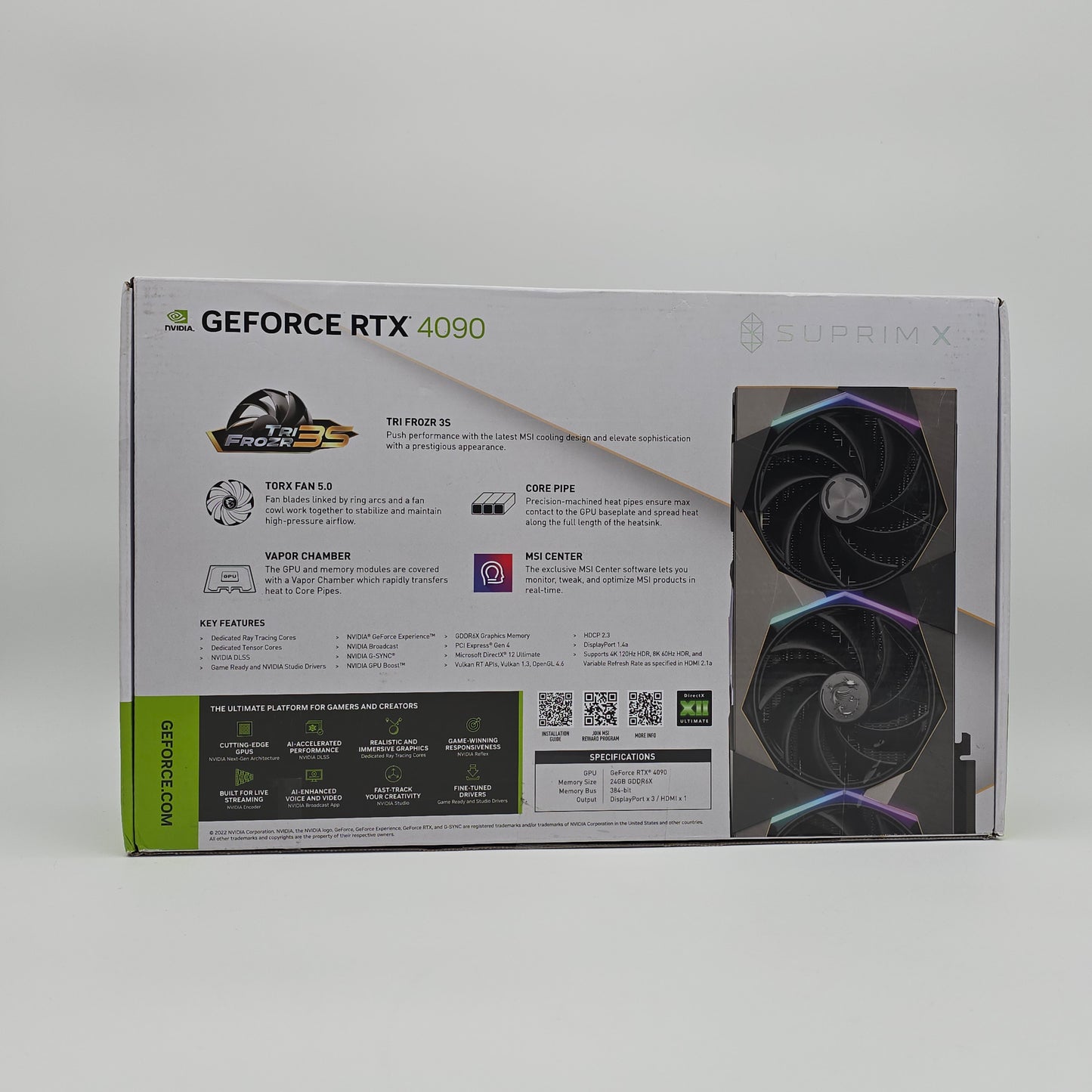 RTX 4090 MSI SUPRIM X AIR 24GB, NVIDIA Gaming Graphics Card GPU