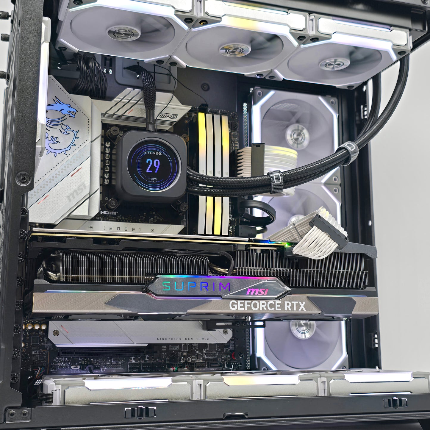 RTX 4090 SUPRIM X, i9-14900K, 128GB DDR5, 4TB NVMe, 1600W, Custom Liquid Cooled Gaming PC