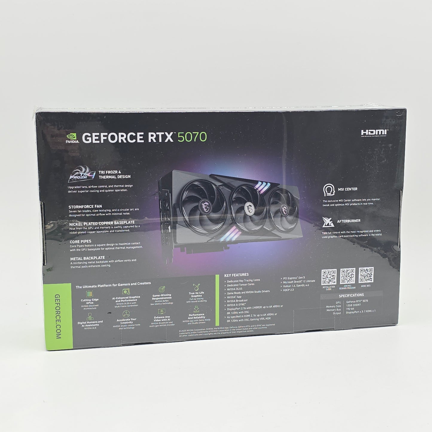 RTX 5070 MSI Gaming Trio OC 12GB, NVIDIA Gaming Graphics Card GPU