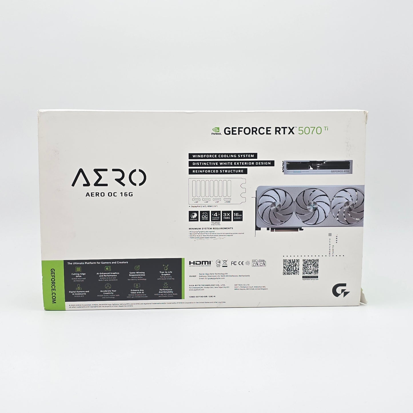 RTX 5070 Ti Gigabyte AERO OC White 16GB, NVIDIA Gaming Graphics Card GPU
