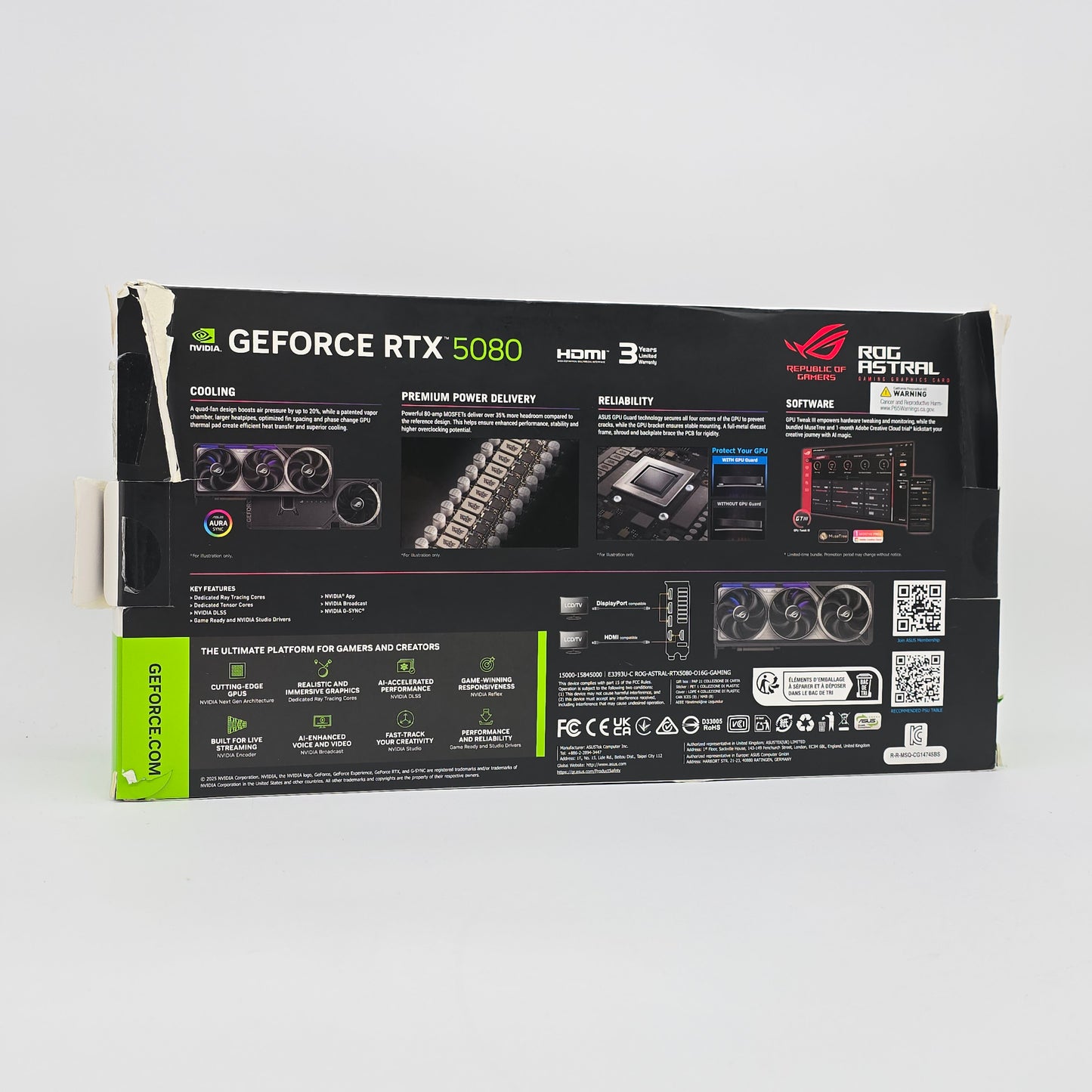 RTX 5080 ASUS ROG ASTRAL OC 16GB, NVIDIA Gaming Graphics Card GPU