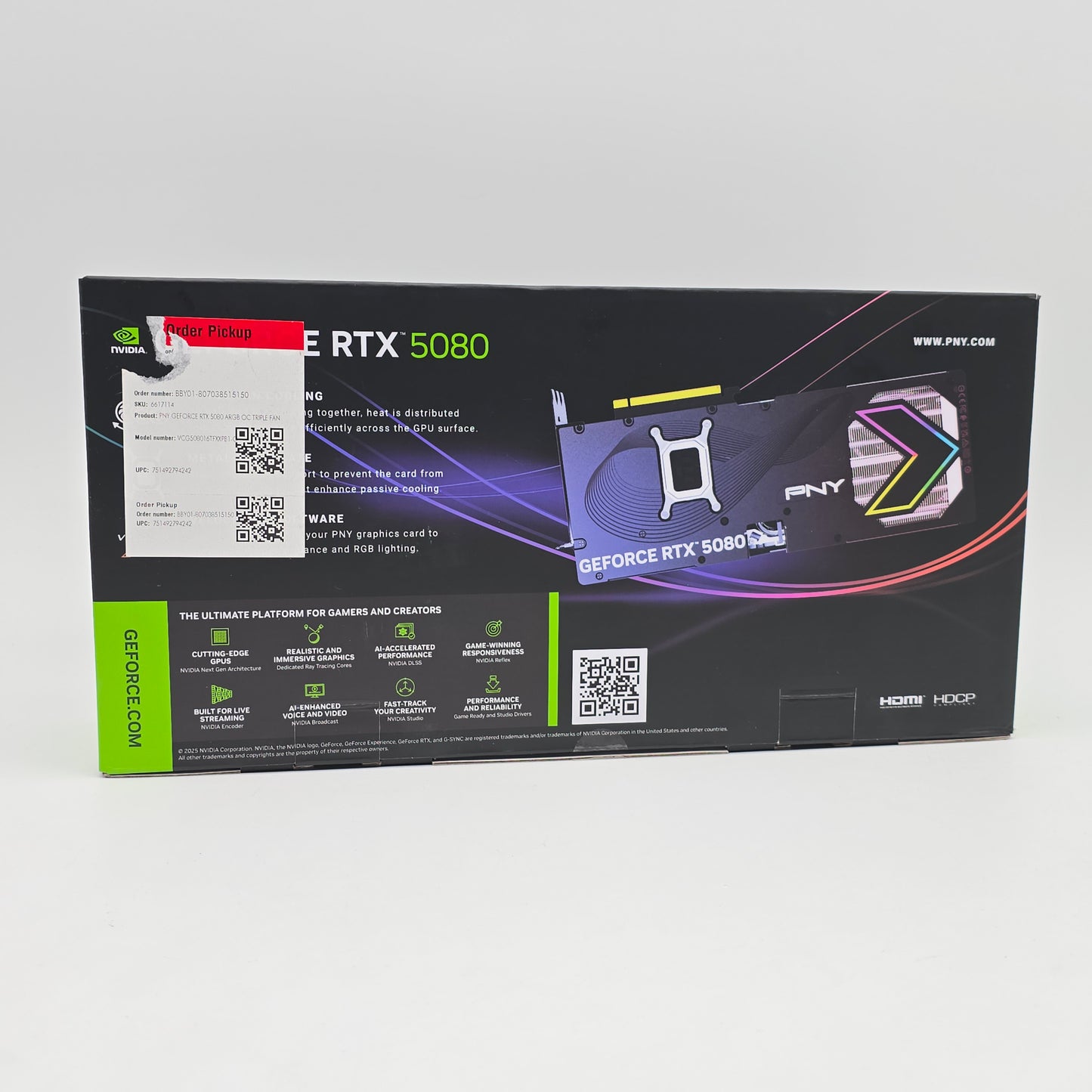 RTX 5080 PNY Epic-X RGB OC 16GB, NVIDIA Gaming Graphics Card GPU